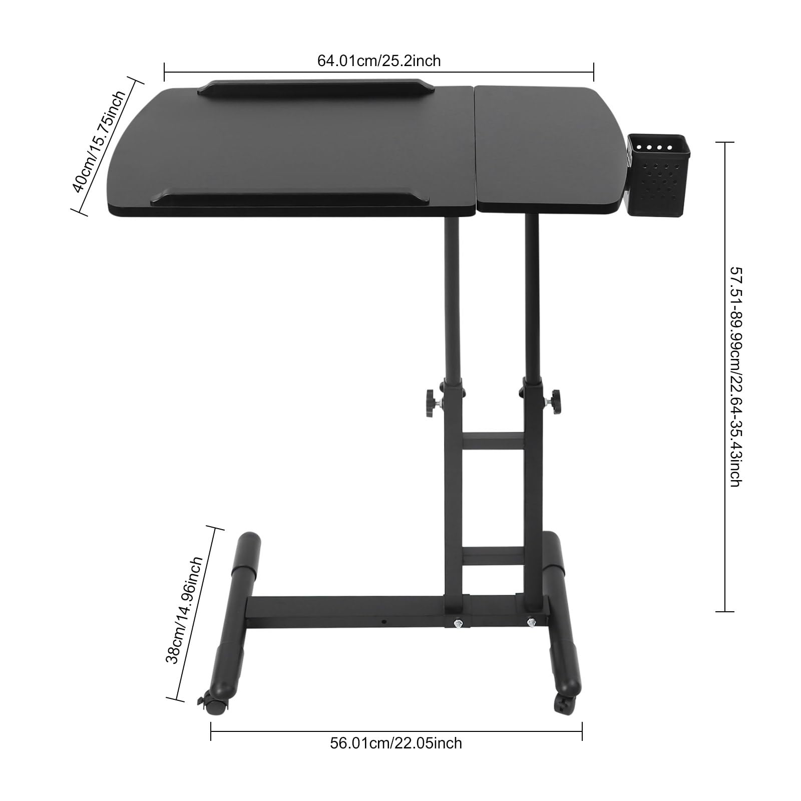 TiryyDrela Carrello Tattoo con Ruote 64x40 cm Altezza Regolabile