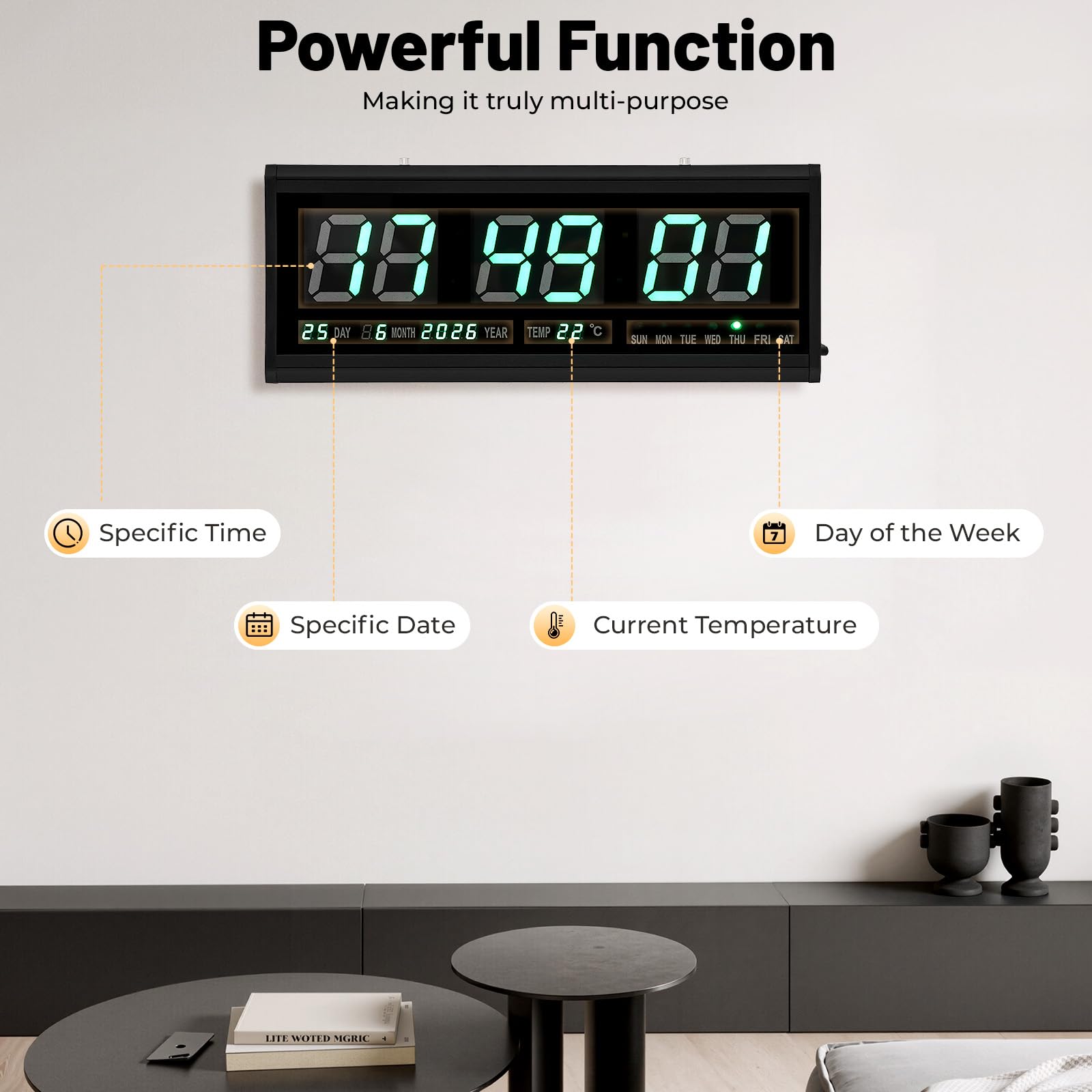 TiryyDrela Orologio Parete Digitale LED Data Temperatura