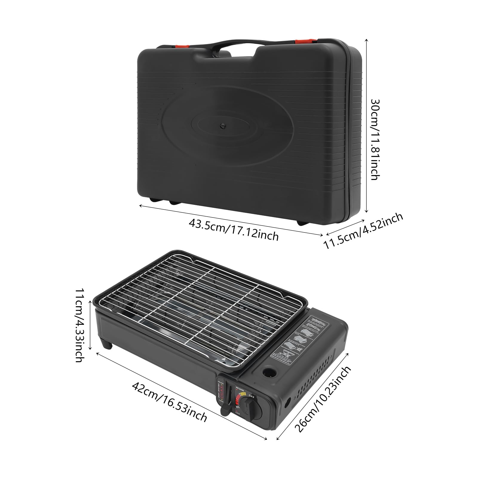 TiryyDrela barbecue a gas portatile 2,2 kW con valigetta