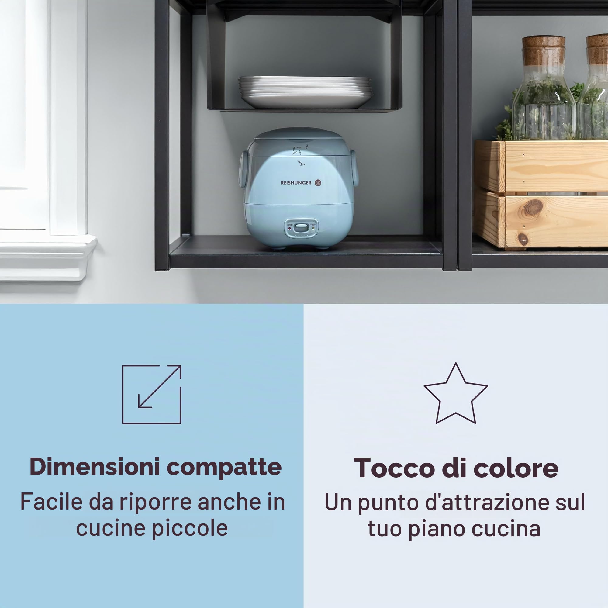 Reishunger Mini Cuociriso 0,3 L Azzurro 1-2 Porzioni