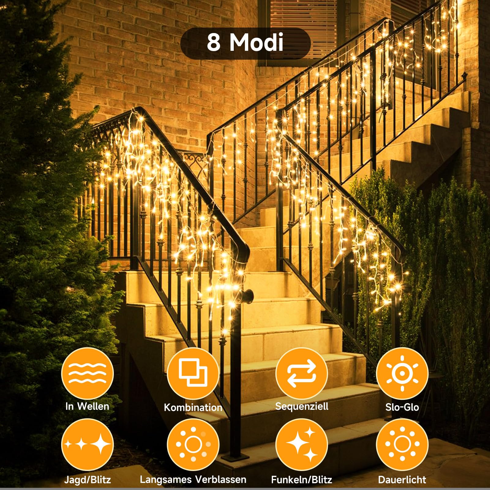 WOWDSGN catena luminosa LED esterno 4 m 120 LED bianco caldo