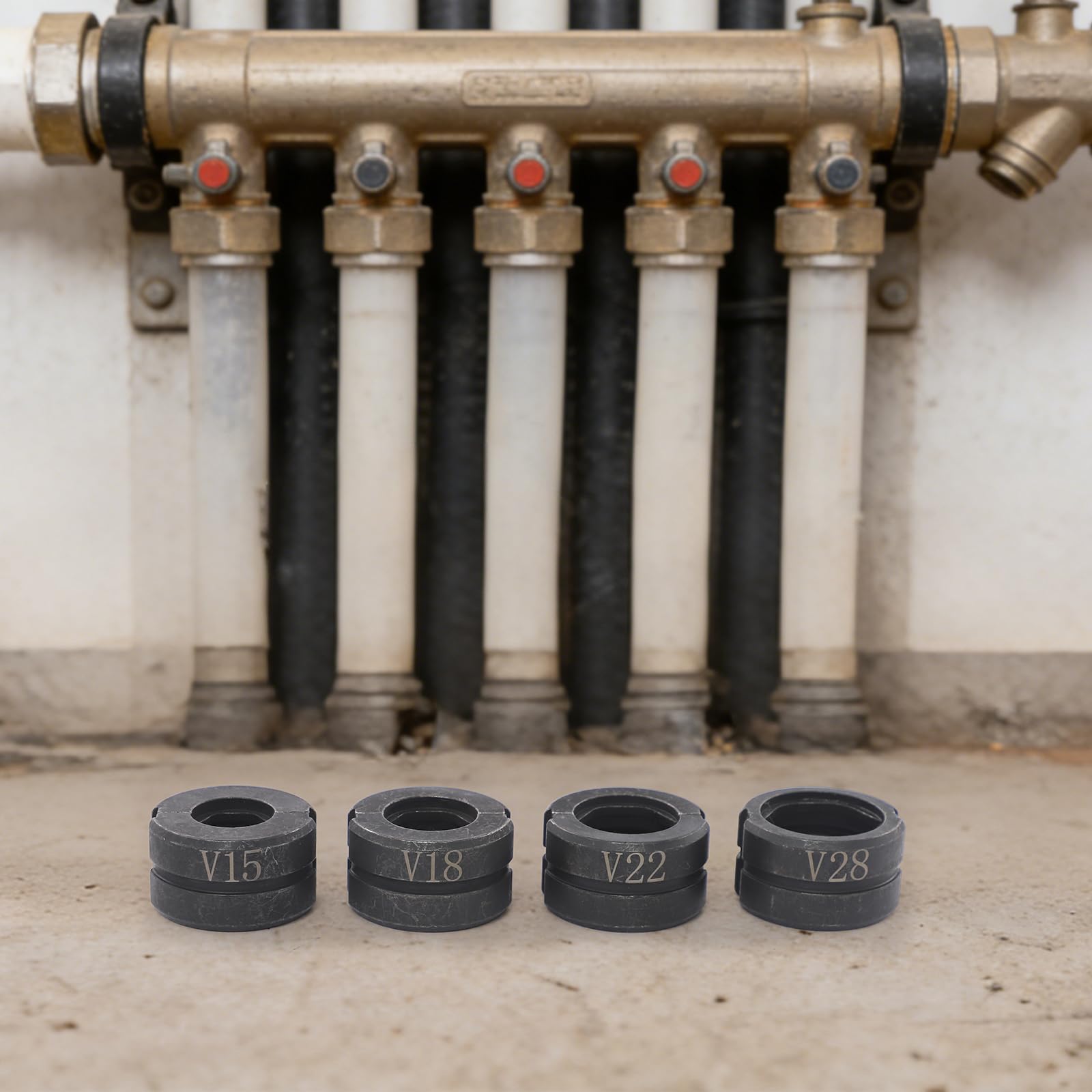 TiryyDrela set 4 ganasce crimpare V15 18 22 28 mm nero