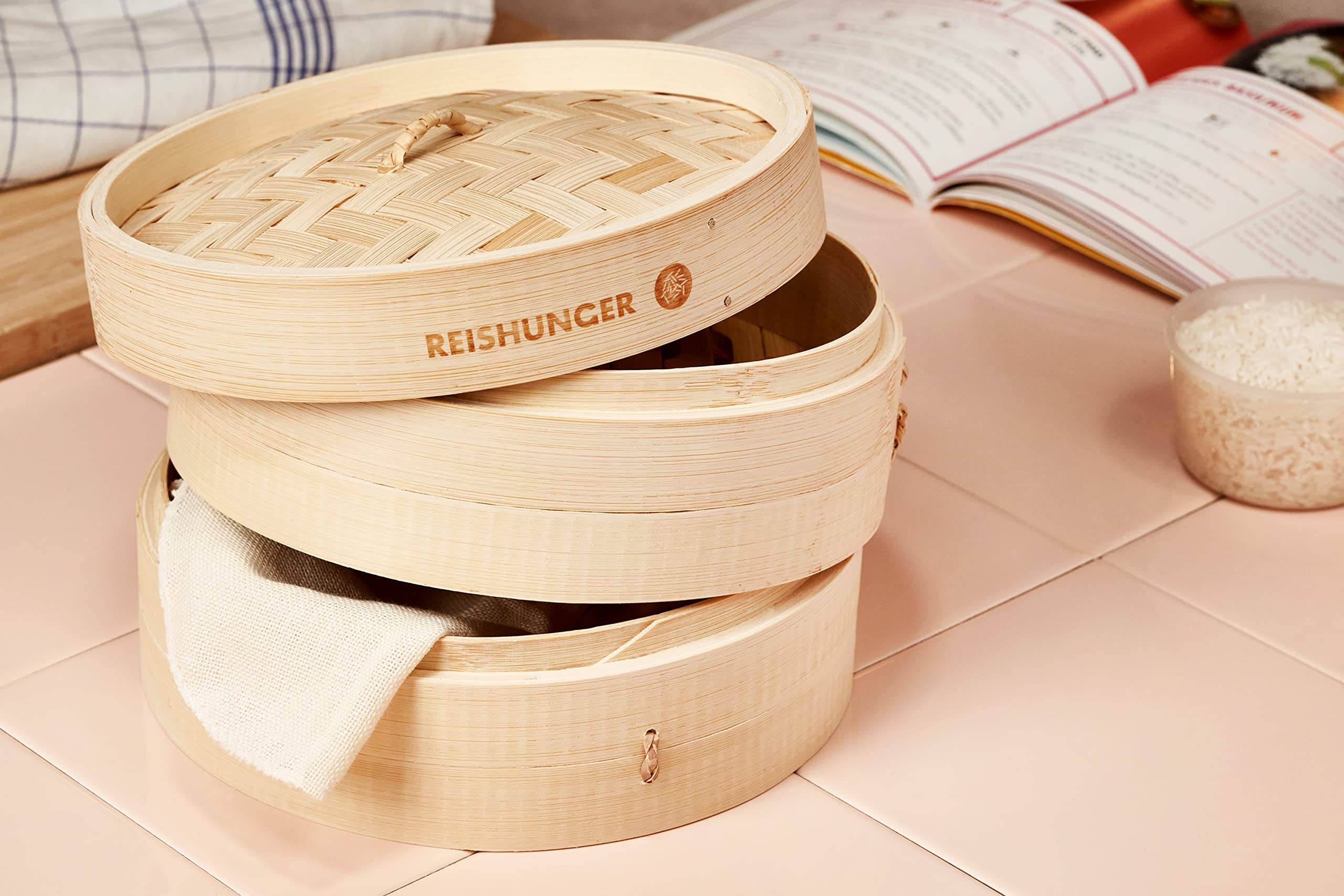 Reishunger vaporiera bambù 20 cm 2 piani per riso e dim sum