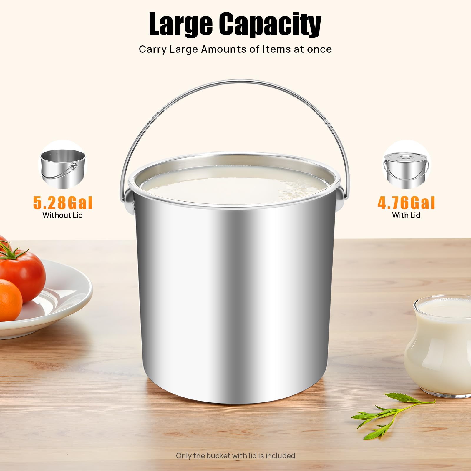 TiryyDrela Secchio Inox 304 18L Coperchio Ermetico