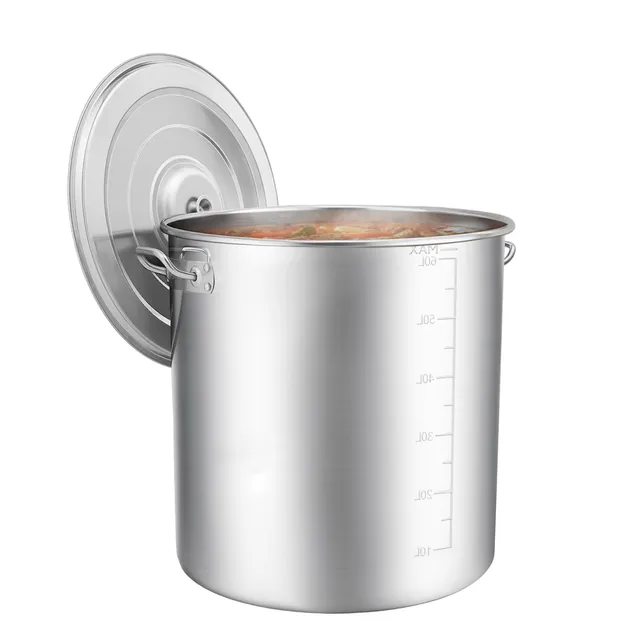 TiryyDrela Pentola 70L Acciaio Inox con Coperchio 45 cm