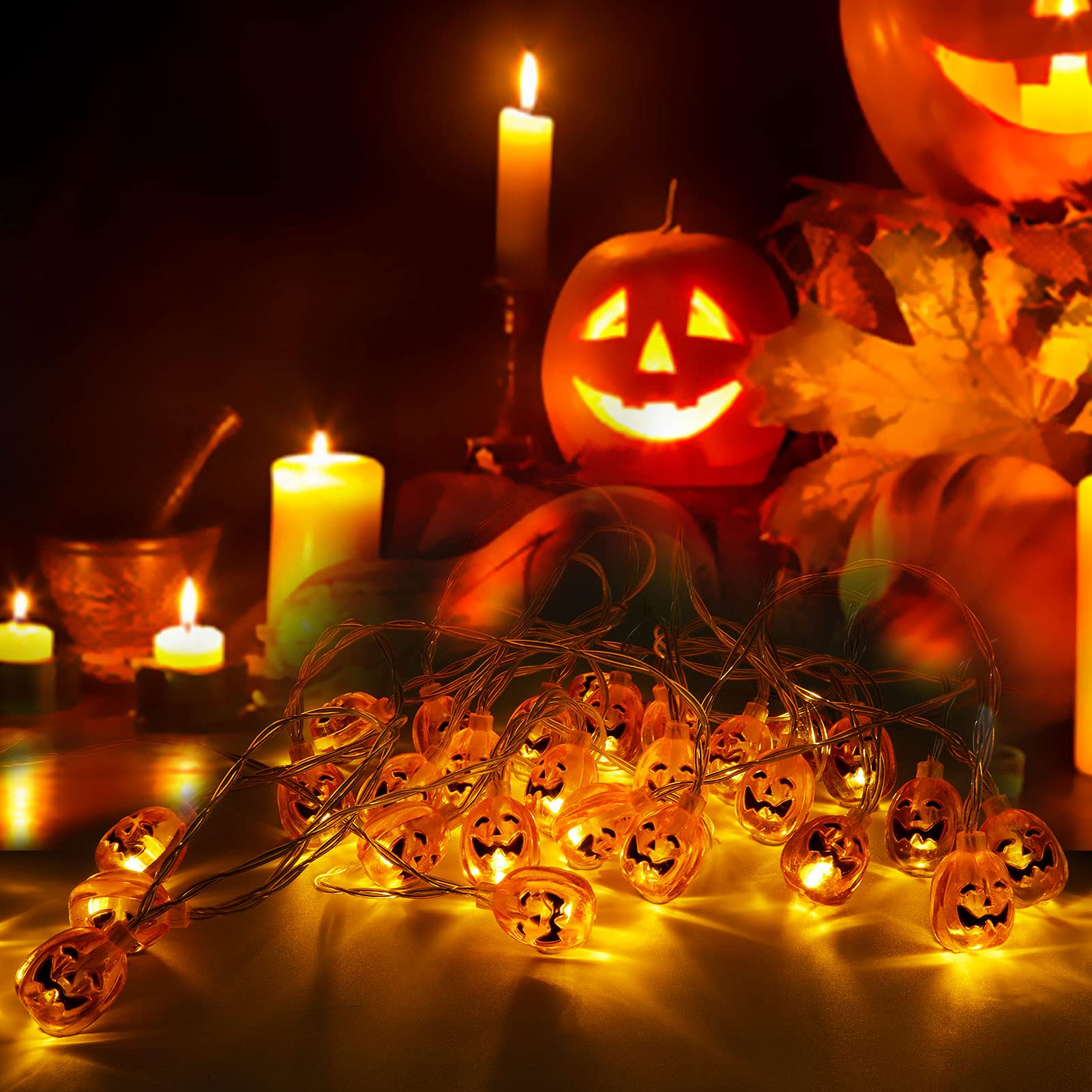 WOWDSGN catena luminosa zucca Halloween 4,5m 40 LED