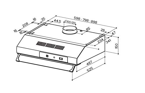 Faber TCH04 WH19A 741 Cappa Sottopensile 90cm 295m3/h