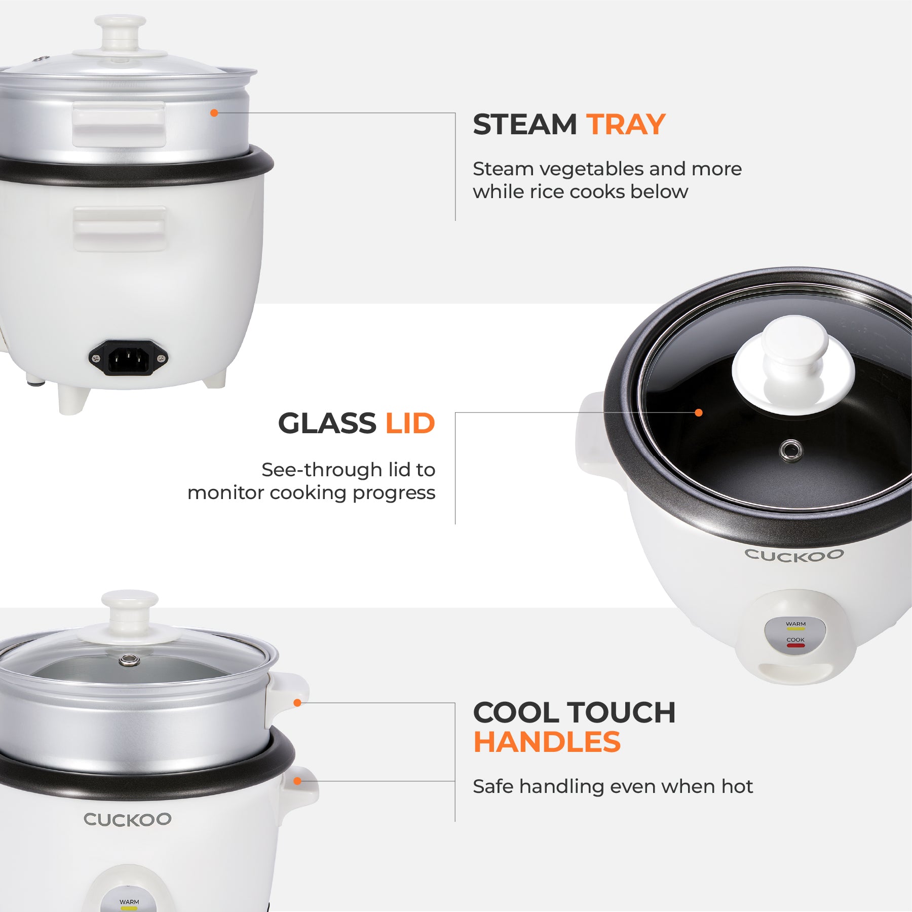 Cuckoo CR-0301C cuociriso one touch 3 tazze nero con vaporiera