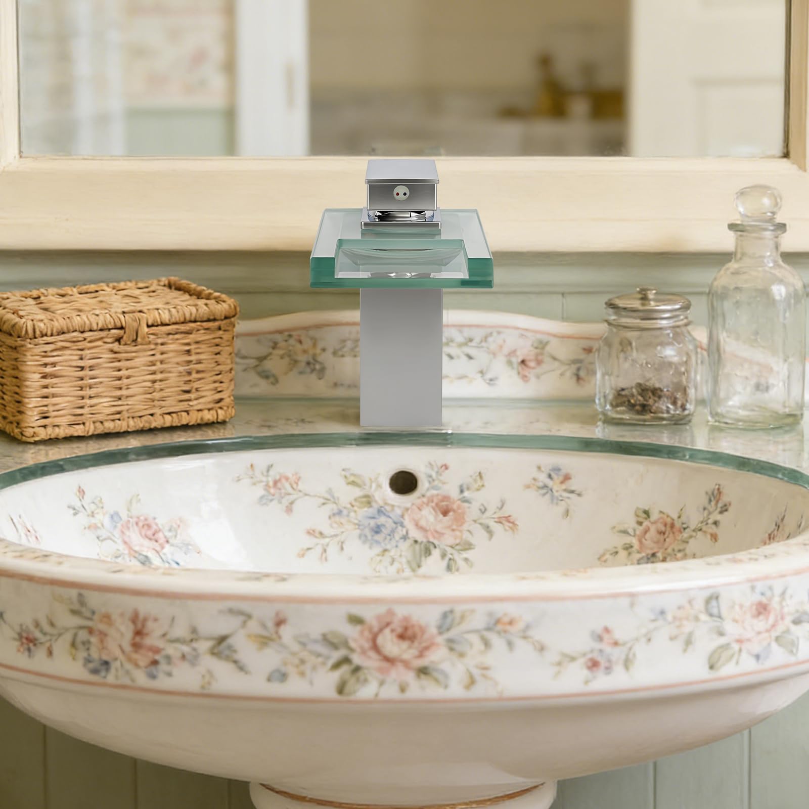 TiryyDrela Miscelatore Lavabo LED Ottone Cromato Argento