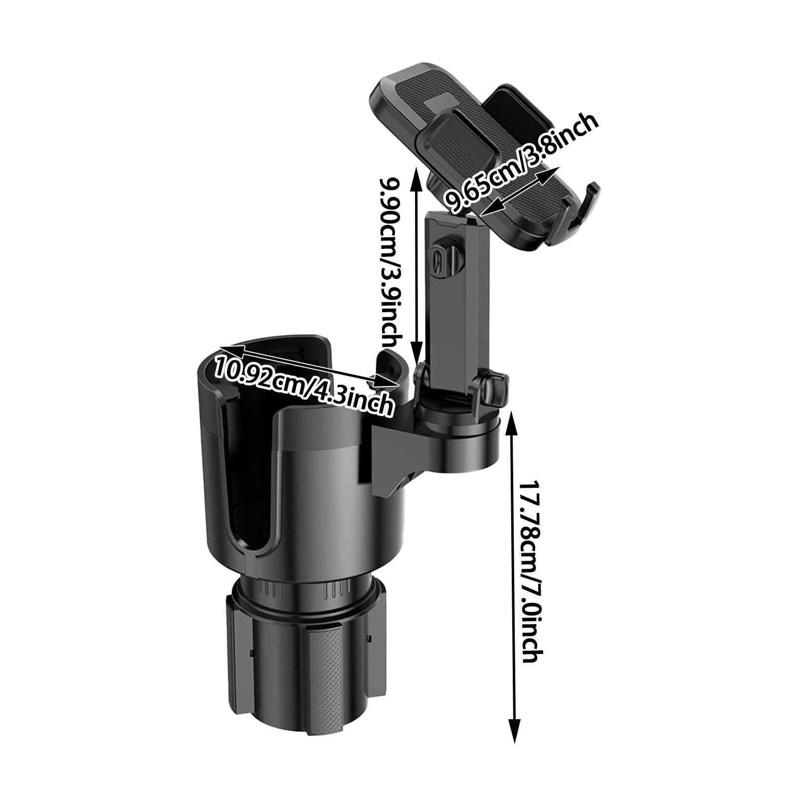 TiryyDrela Portabicchieri Auto 2 in 1 Nero con Porta Telefono