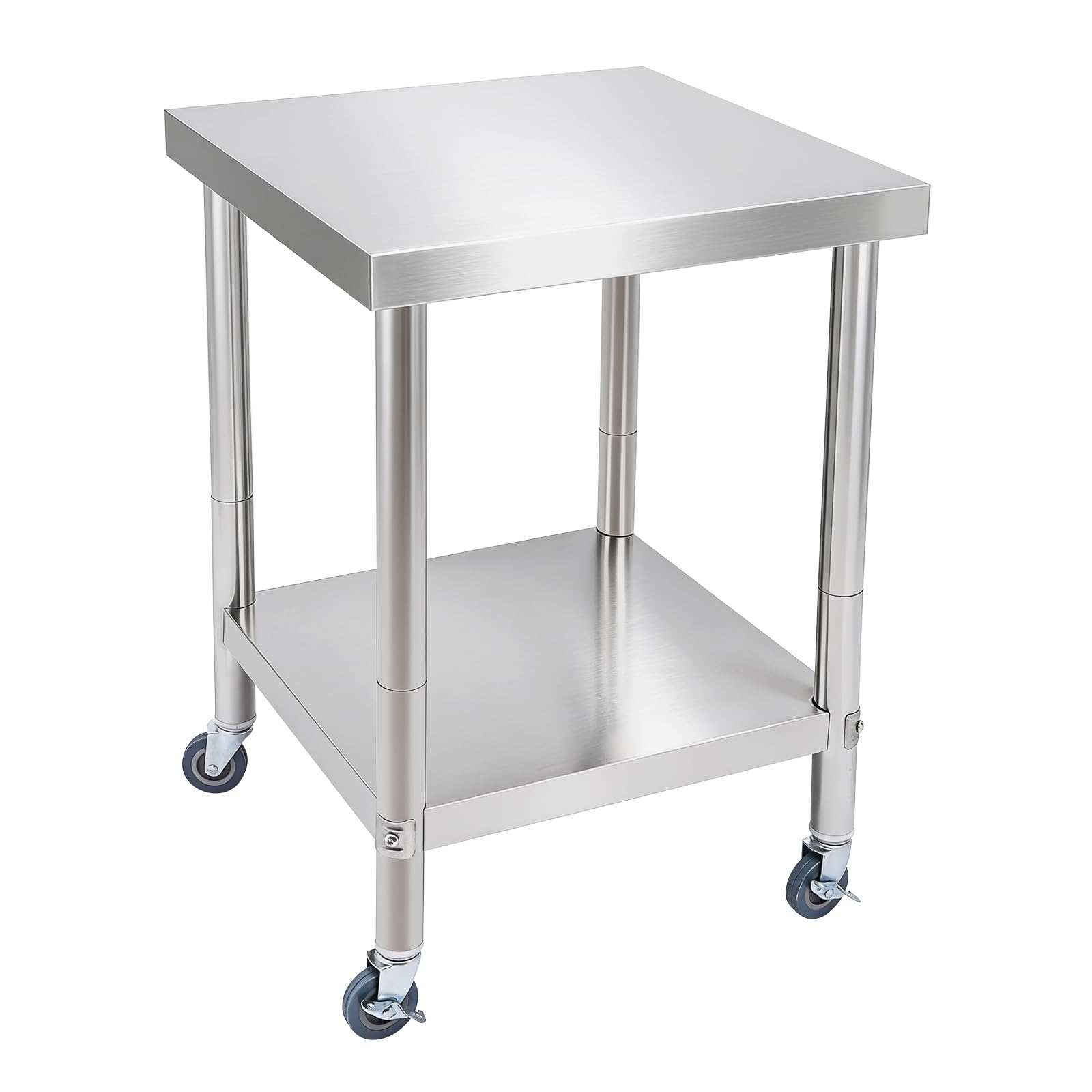TiryyDrela tavolo lavoro cucina inox 60x60 cm 300 kg 2 ripiani