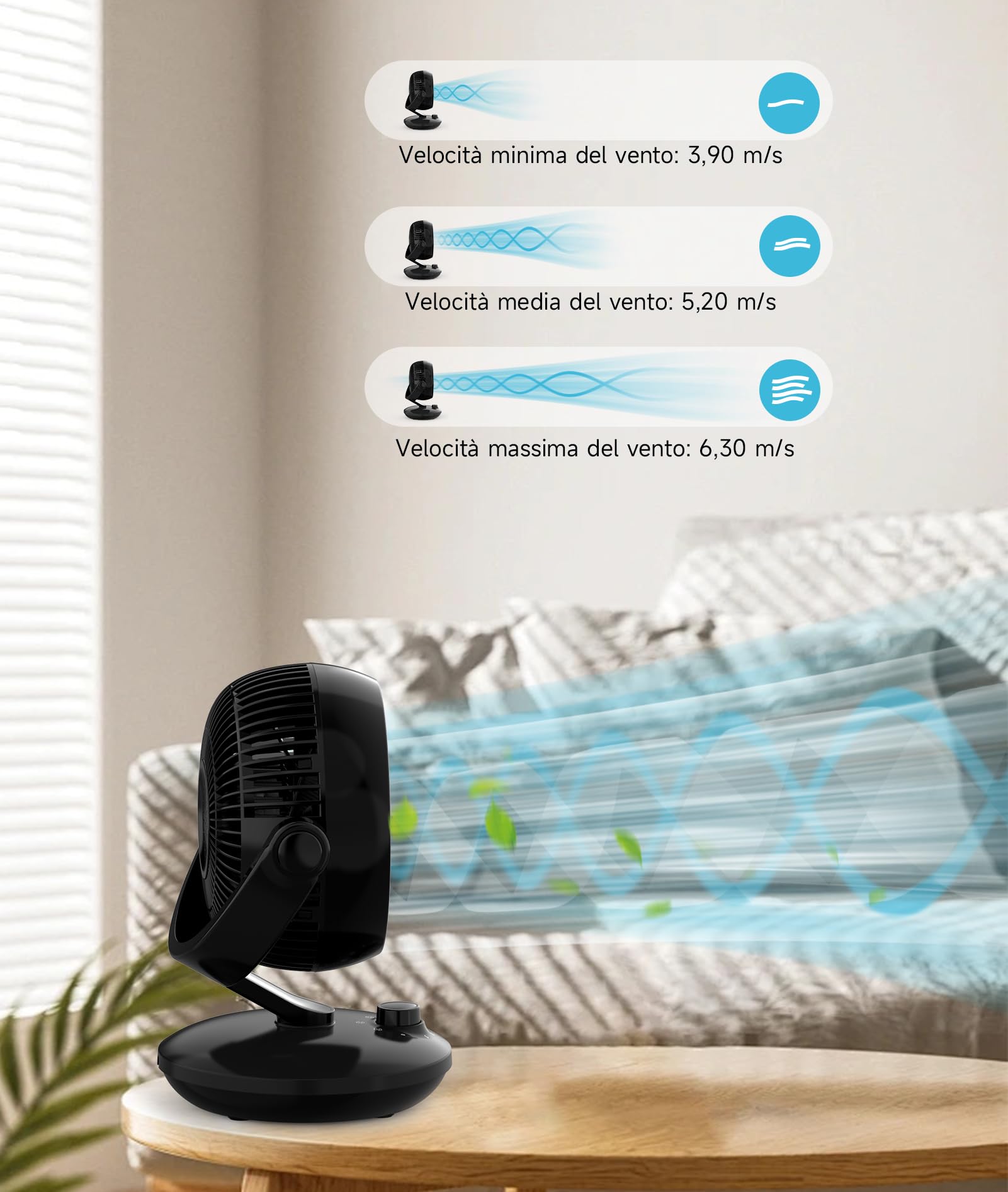 WOWDSGN XD-1586FC Ventilatore da Tavolo Silenzioso 24dB