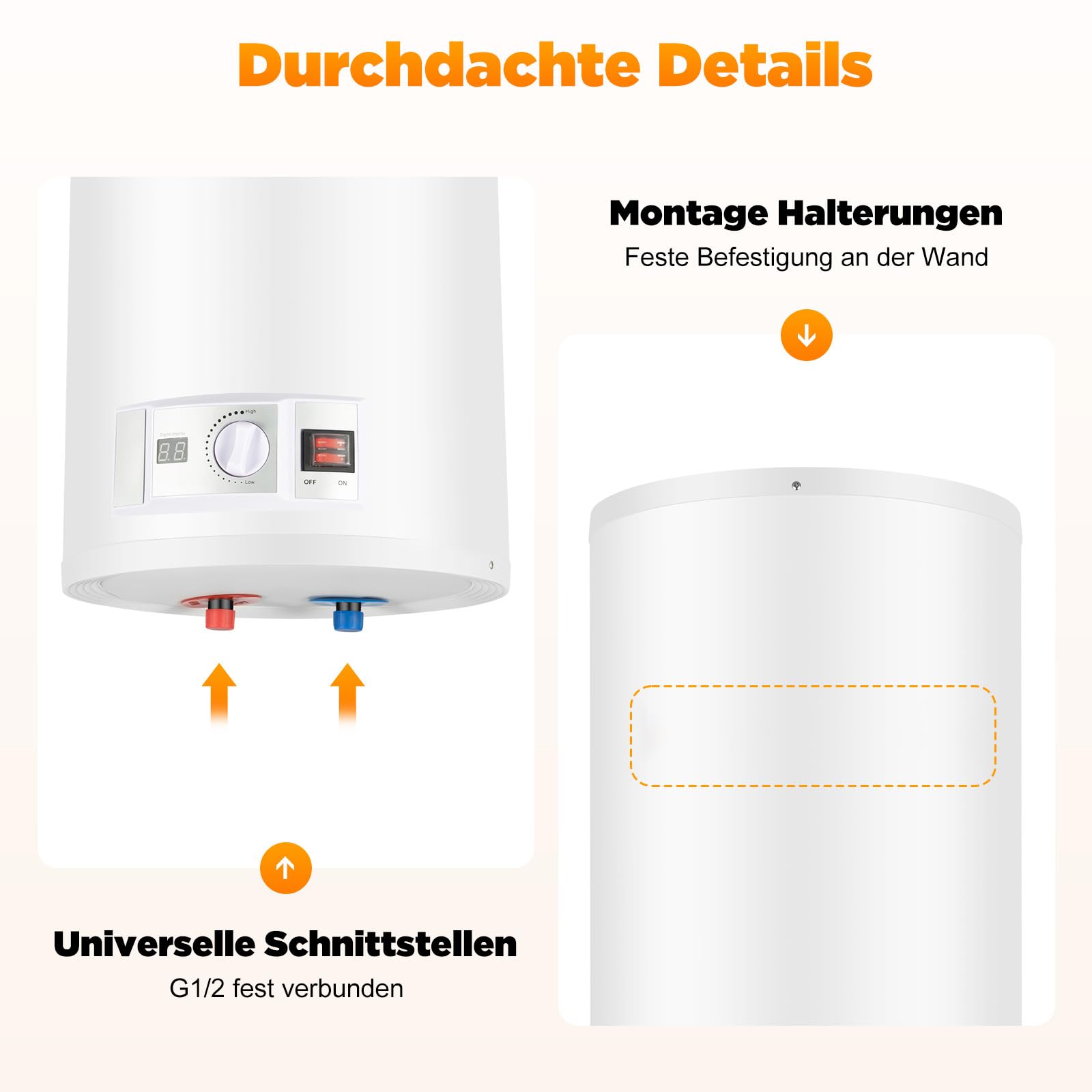 TiryyDrela Scaldabagno Elettrico 80 L 2000 W Verticale Inox
