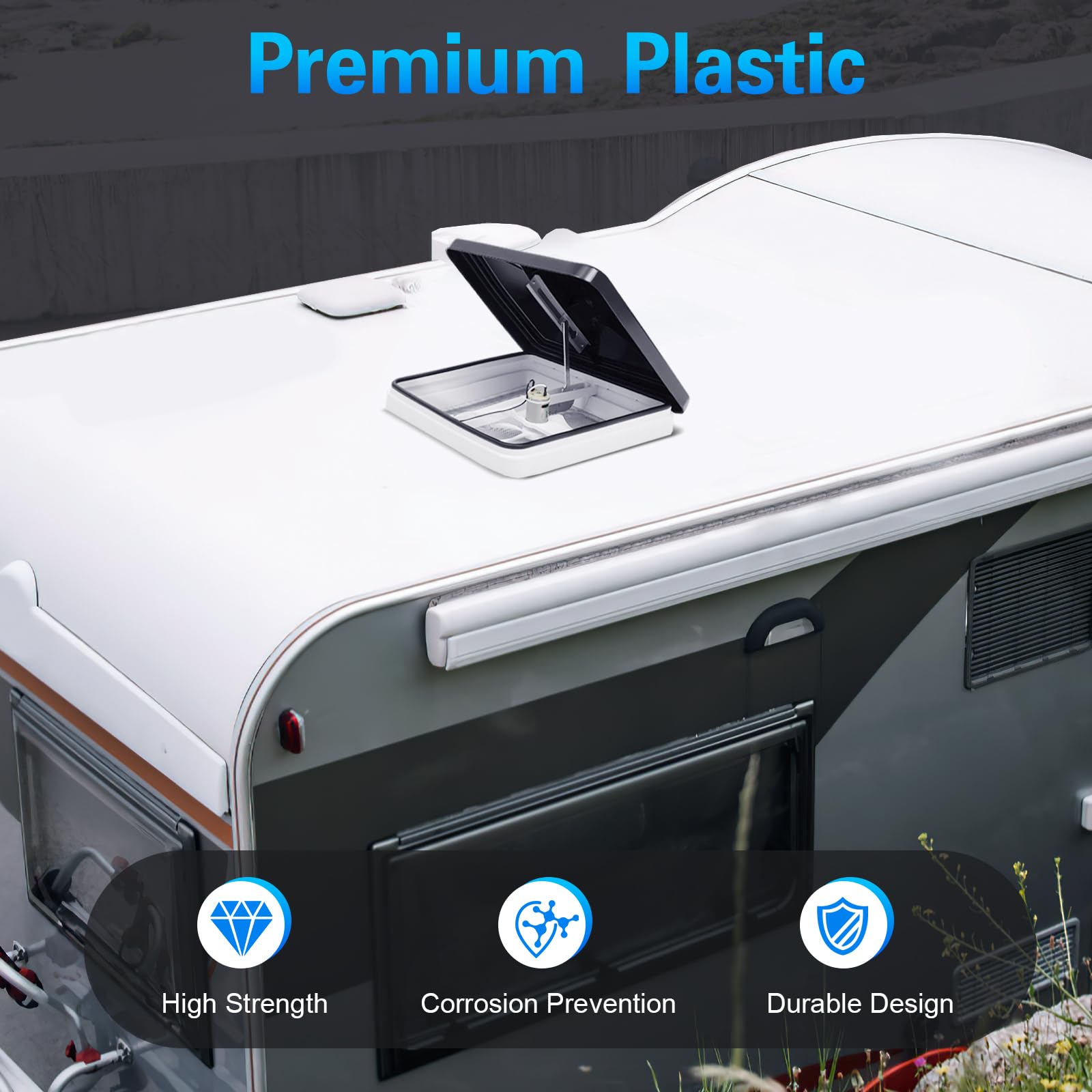 TiryyDrela Oblò Tetto Camper con Ventola 42x42cm PVC