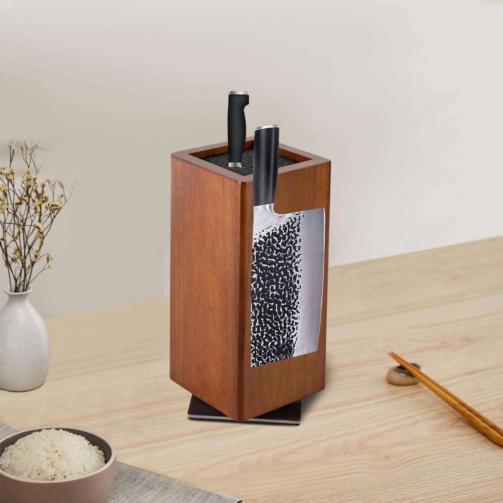 TiryyDrela Porta Coltelli Magnetico Legno Girevole 360°