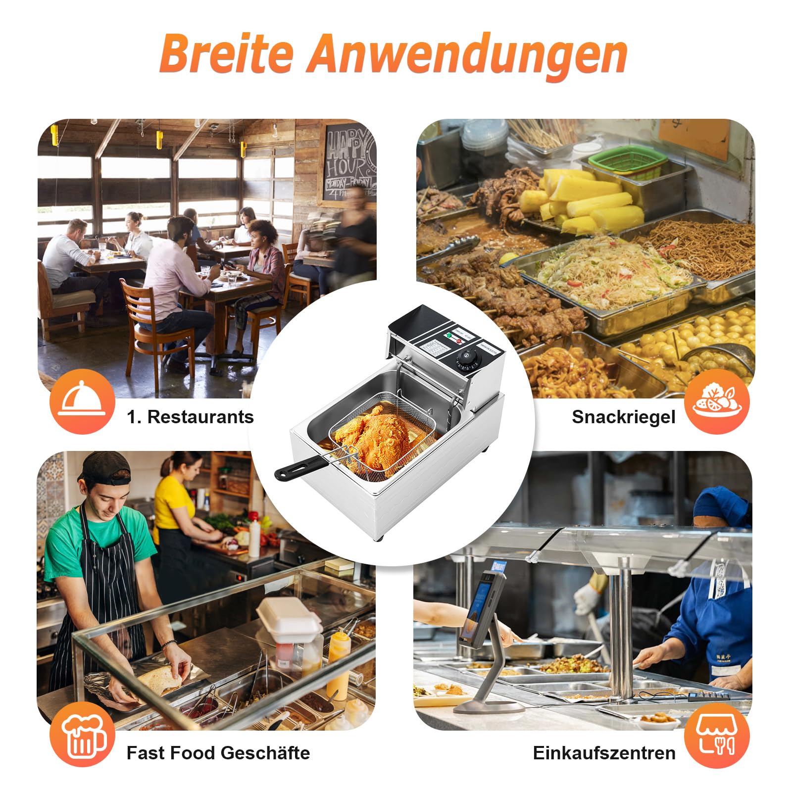 TiryyDrela friggitrice elettrica inox 6L 2500W 60-200°C