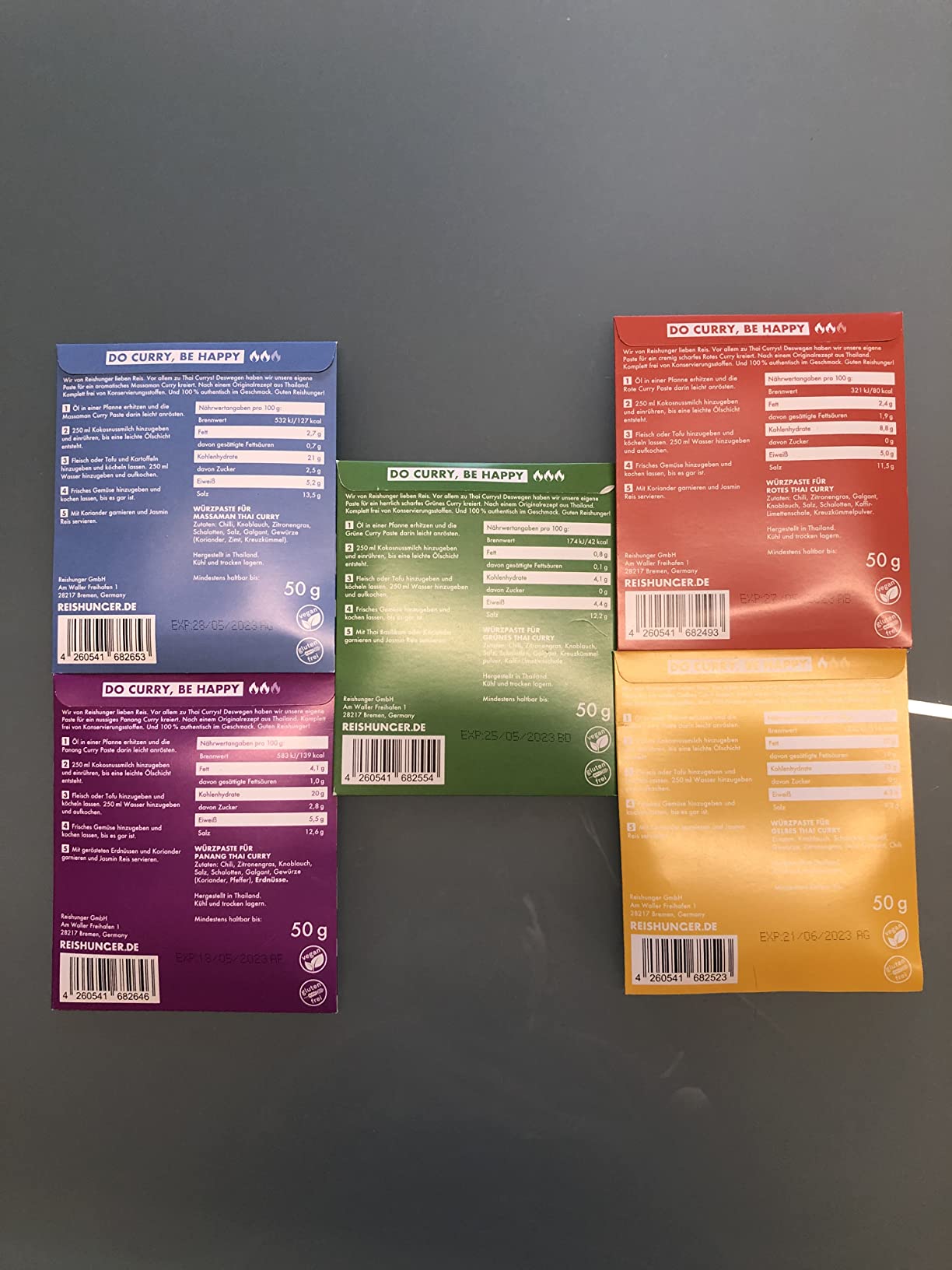Reishunger pasta curry thai set 5x50 g vegano senza glutine