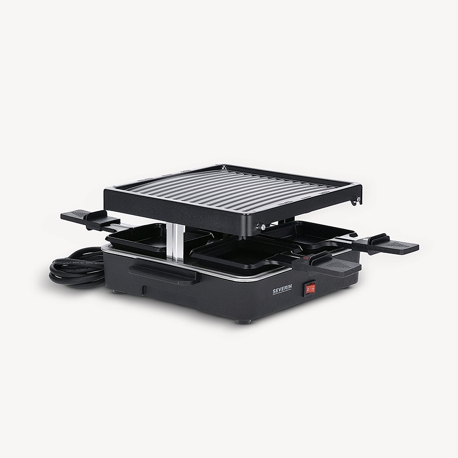 SEVO Raclette 4 persone grill 4 padelline 21x21 cm