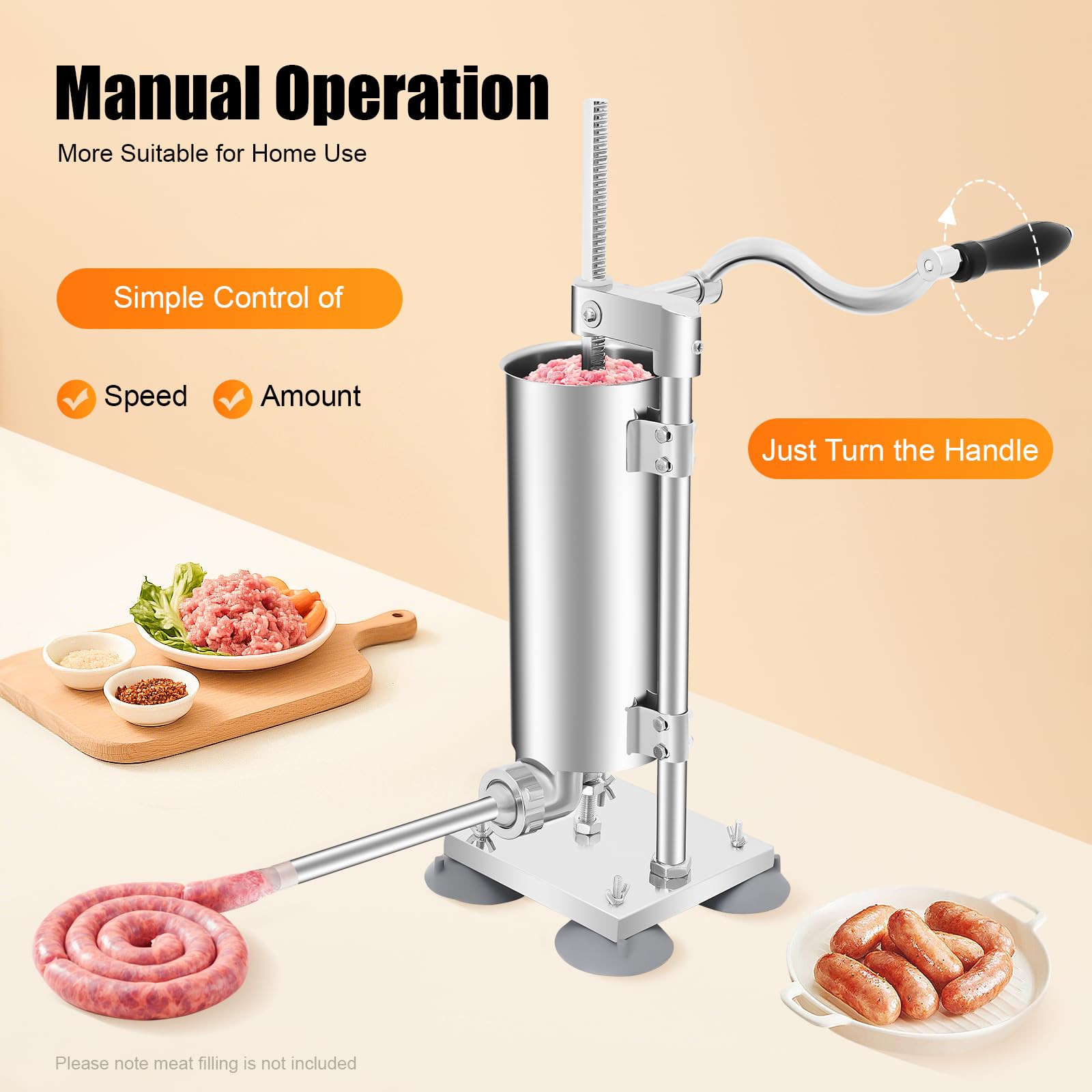 TiryyDrela Insaccatrice Manuale 3L Verticale Inox 7 Imbuti