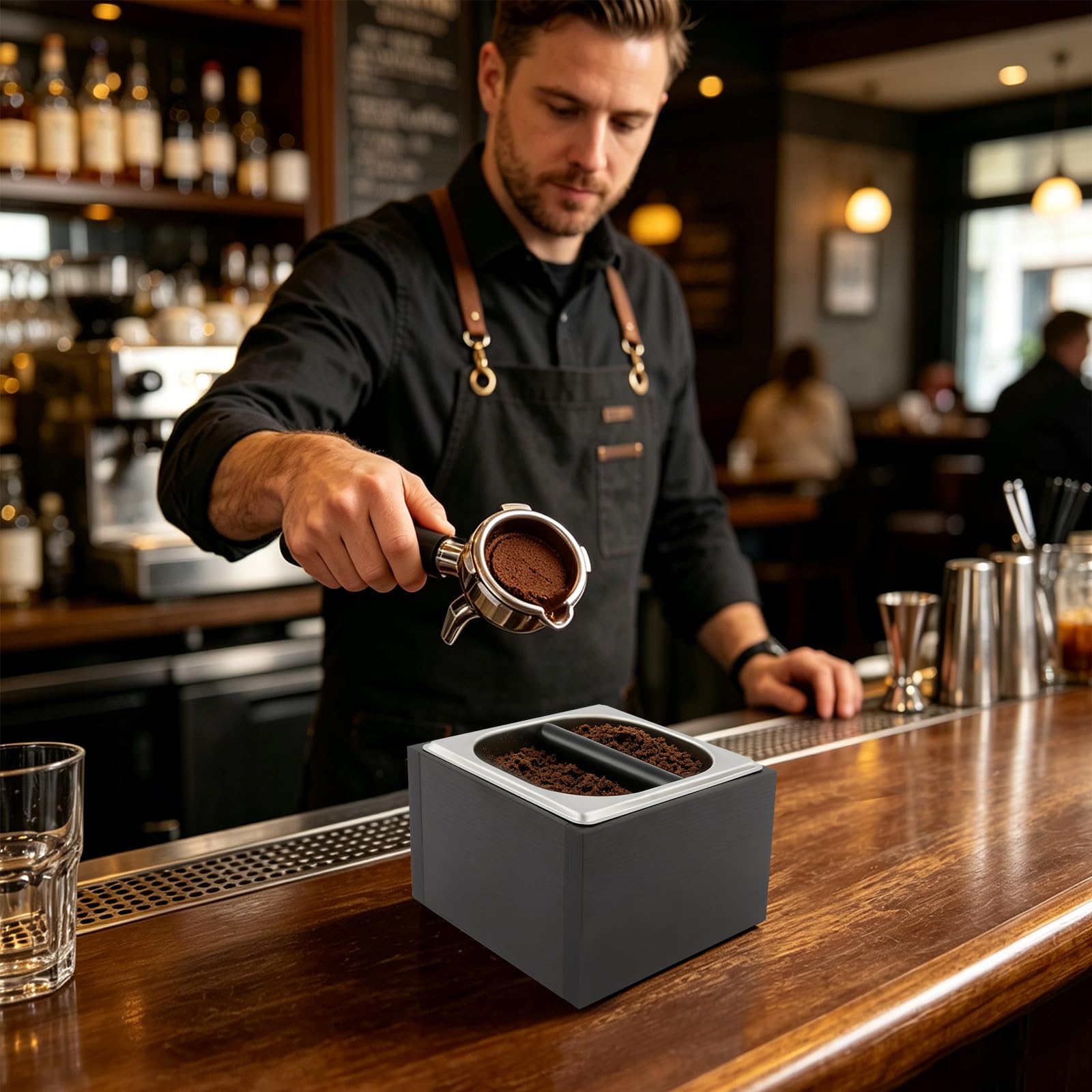 TiryyDrela Knock Box Caffè 1500 ml Acciaio Inox Antiscivolo