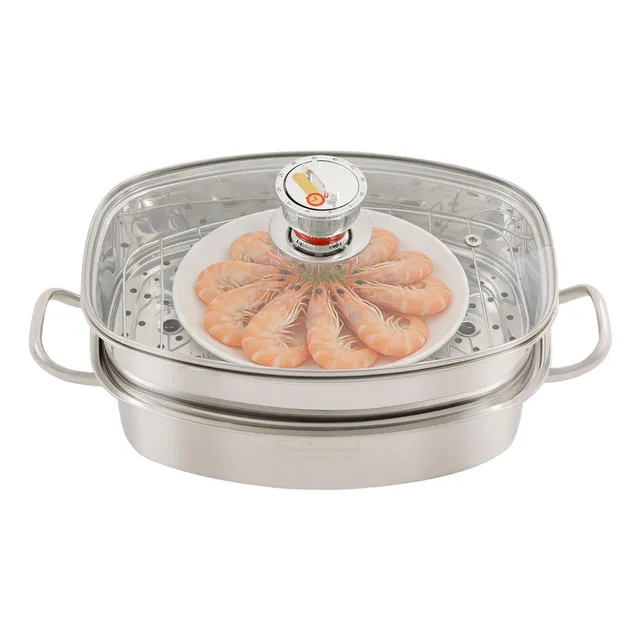 TiryyDrela Vaporiera Inox 2 Piani 6 L per Induzione con Timer