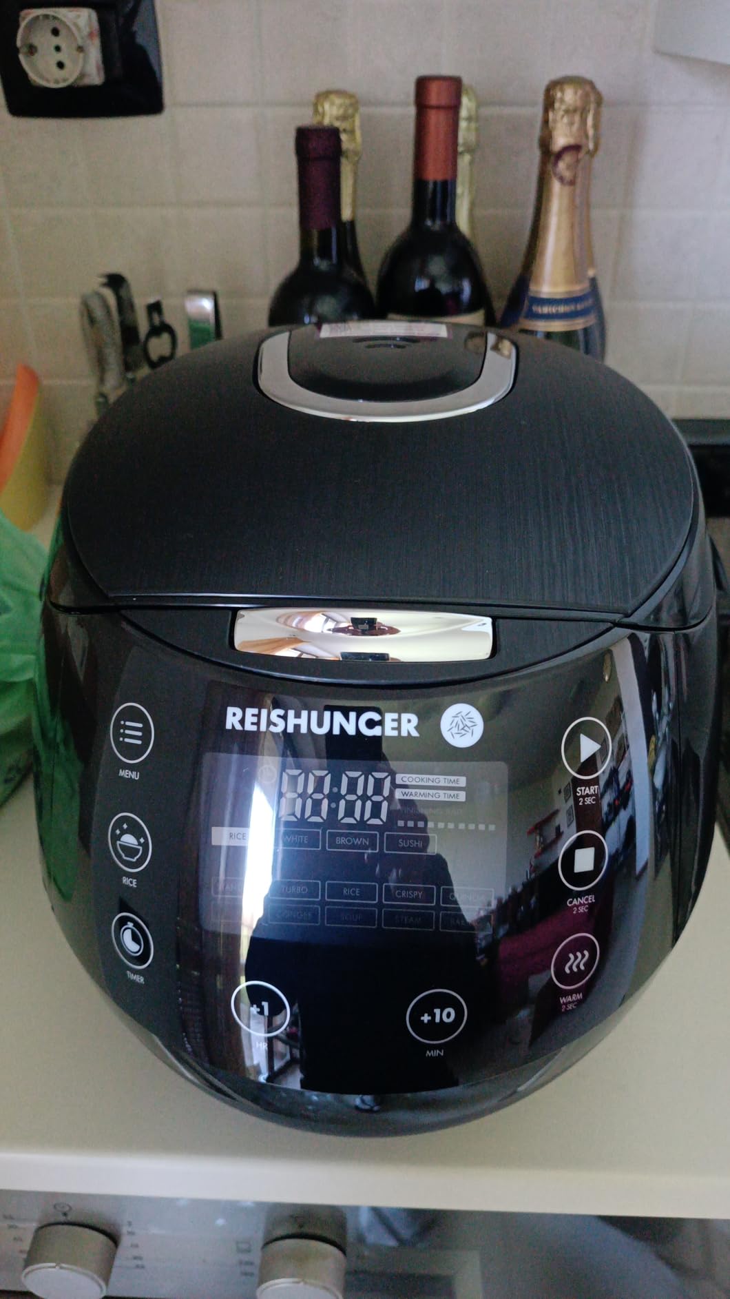 Reishunger Digitale Cuociriso 1,5 L Nero per 8 Persone
