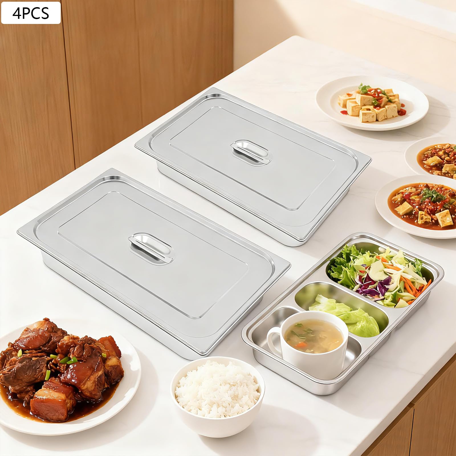 TiryyDrela contenitori alimenti inox 7,5L set 4 con coperchio