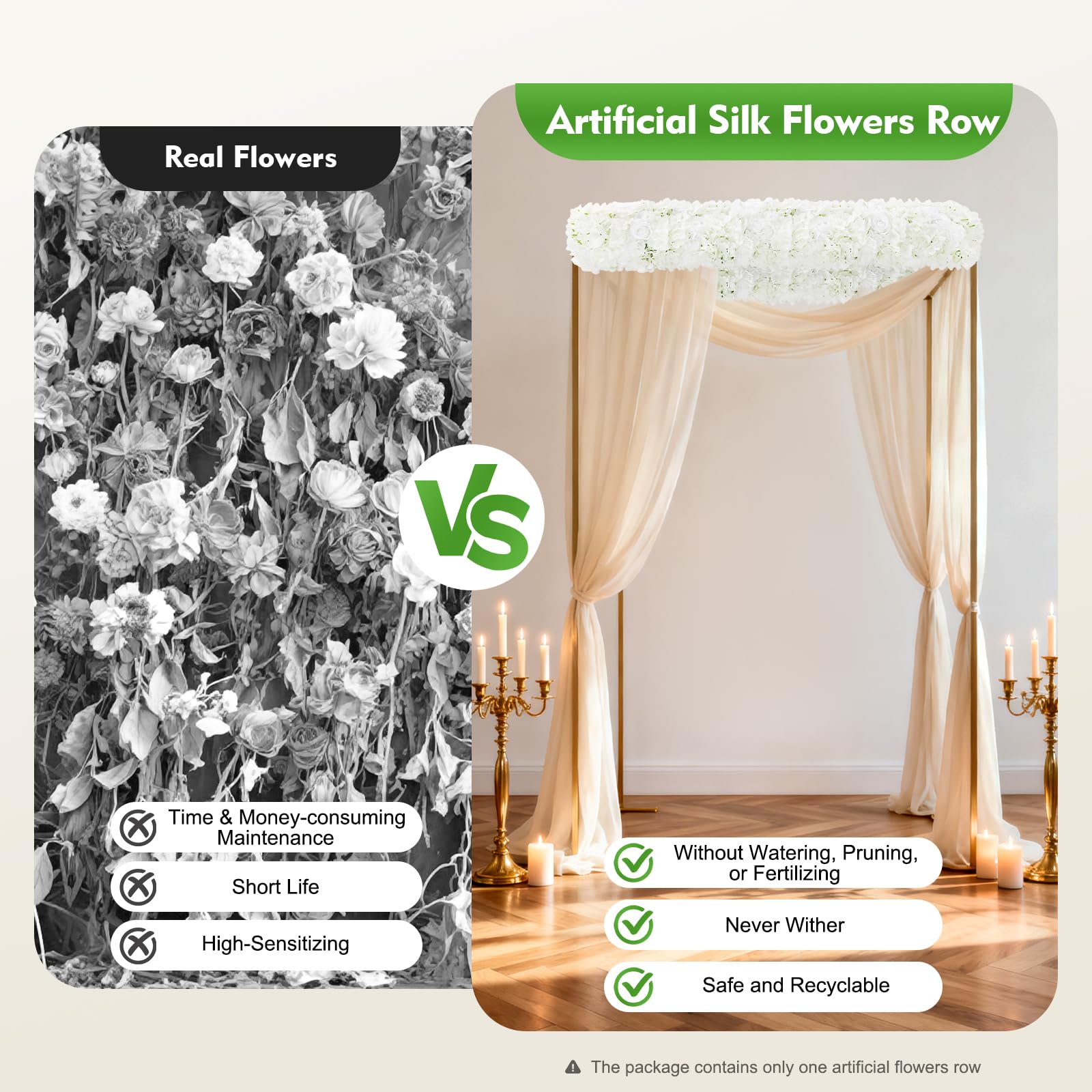 TiryyDrela Ghirlanda Fiori Artificiali Bianchi 100 cm Seta