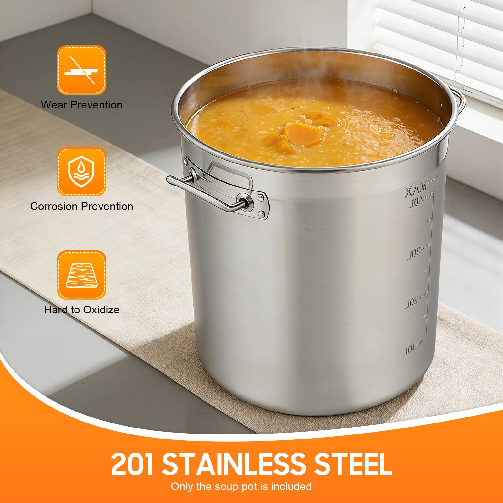 TiryyDrela Pentola Acciaio Inox 50 L Ø40 cm con Coperchio