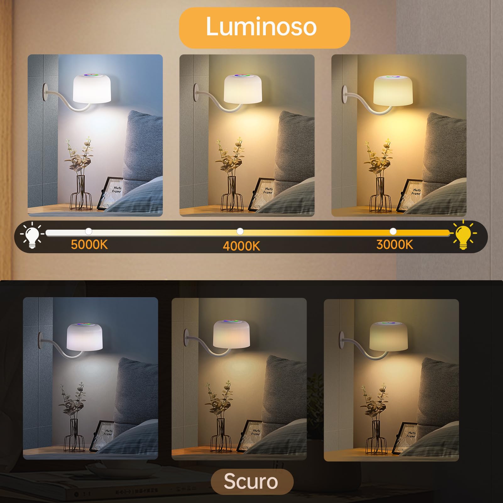 WOWDSGN 3 in 1 Lampada Tavolo LED Ricaricabile RGB IP54