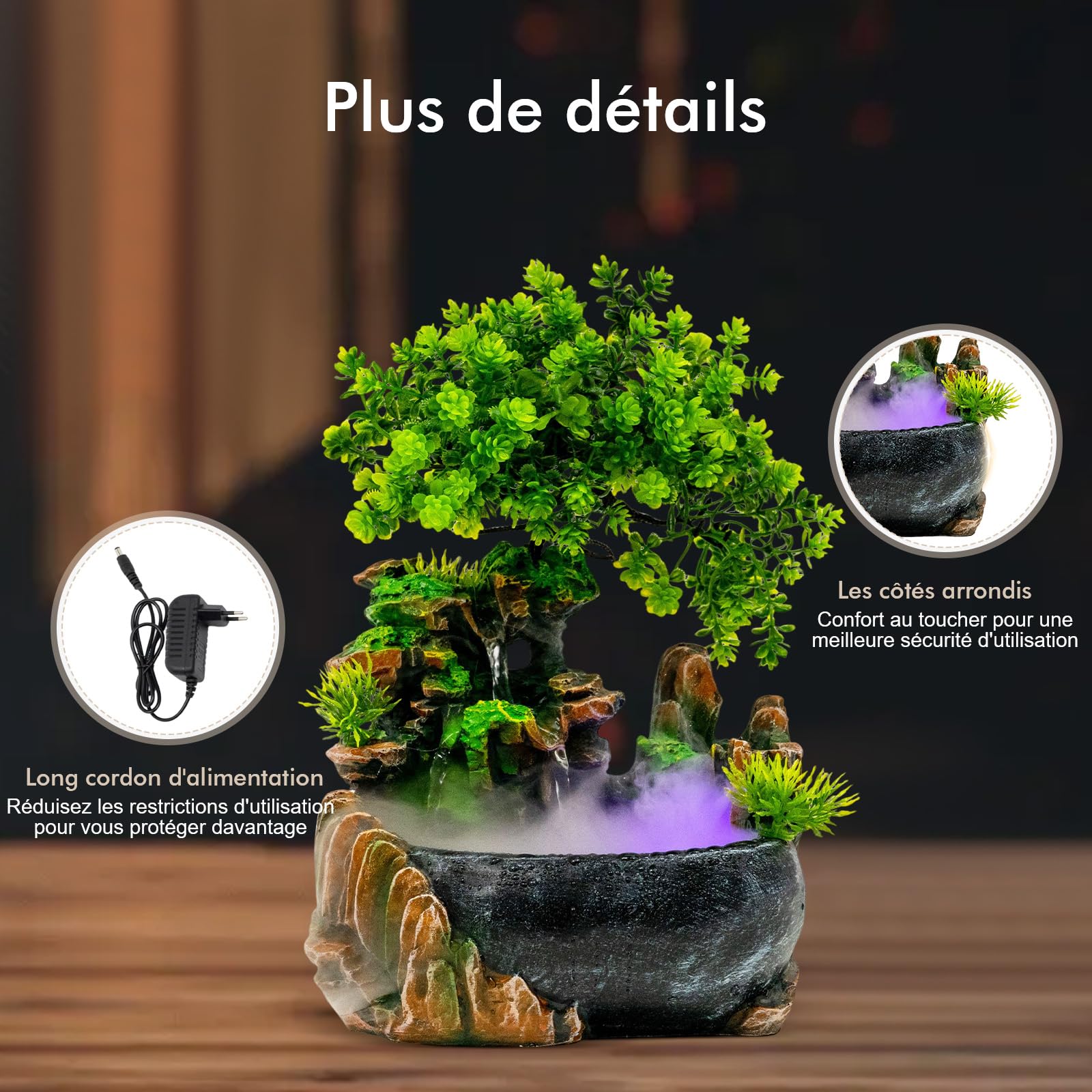 TiryyDrela Fontana da Tavolo Zen LED 20x15x28 cm