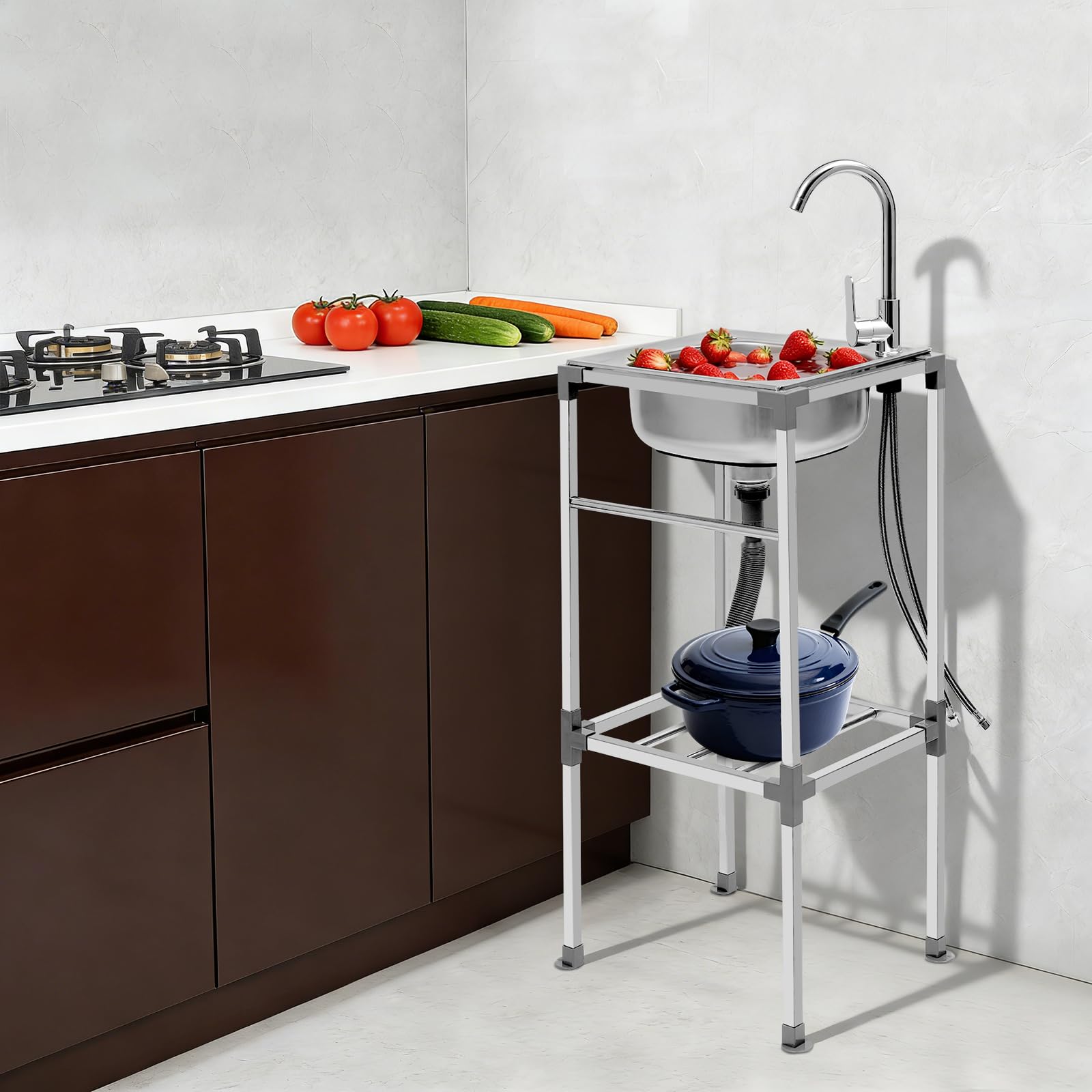 TiryyDrela Lavello Acciaio Inox 1 Vasca Autoportante con Rubinetto