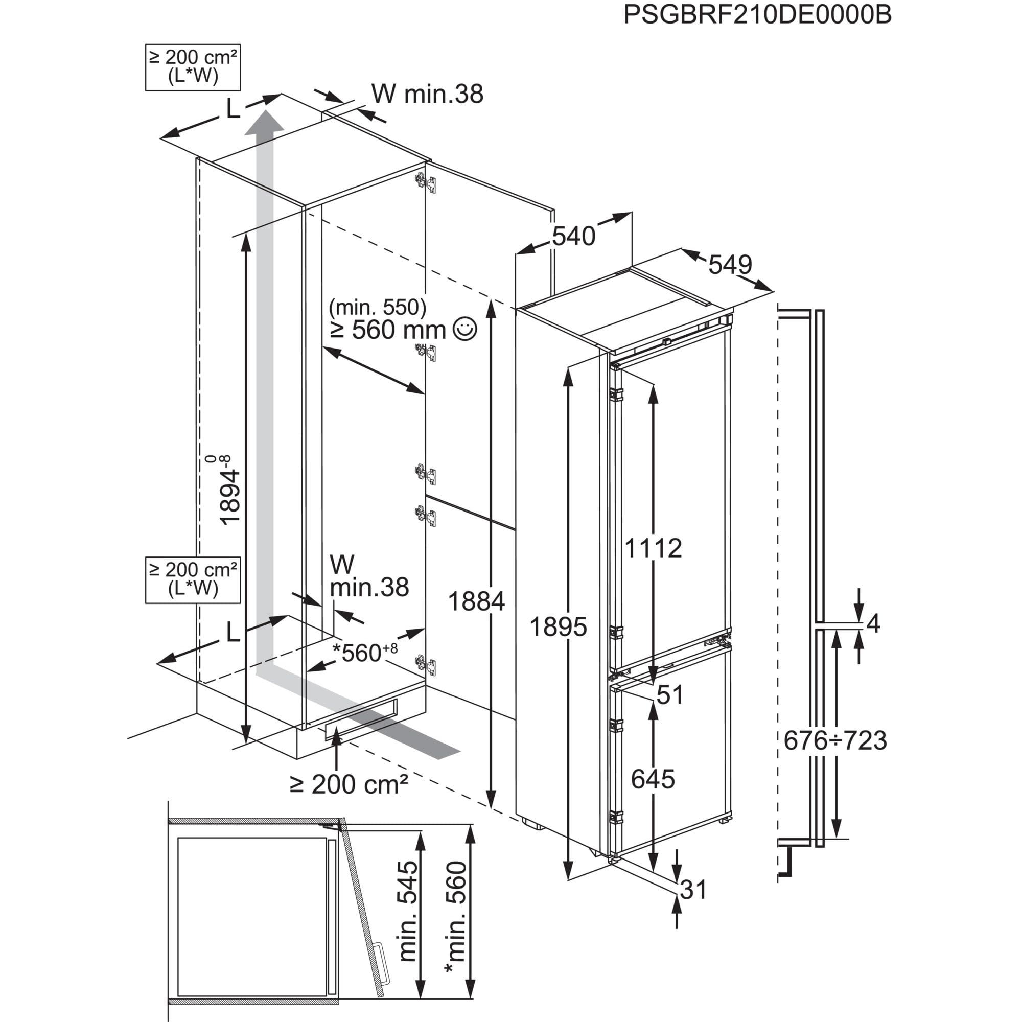 Electrolux ENA7CD19S frigo combinato incasso 269 L No Frost