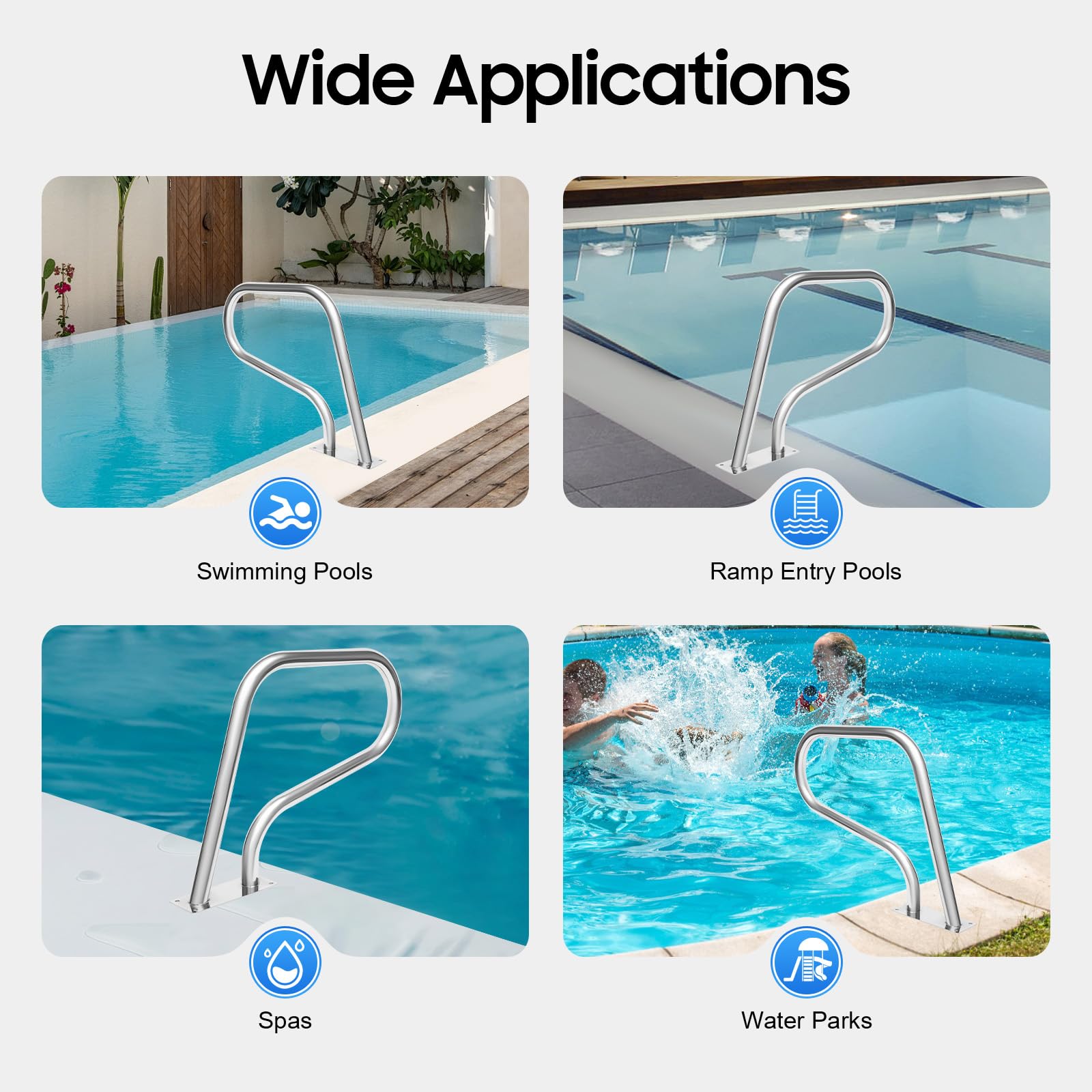 TiryyDrela Corrimano Piscina Inox 304 Forma U 120 kg Antiscivolo