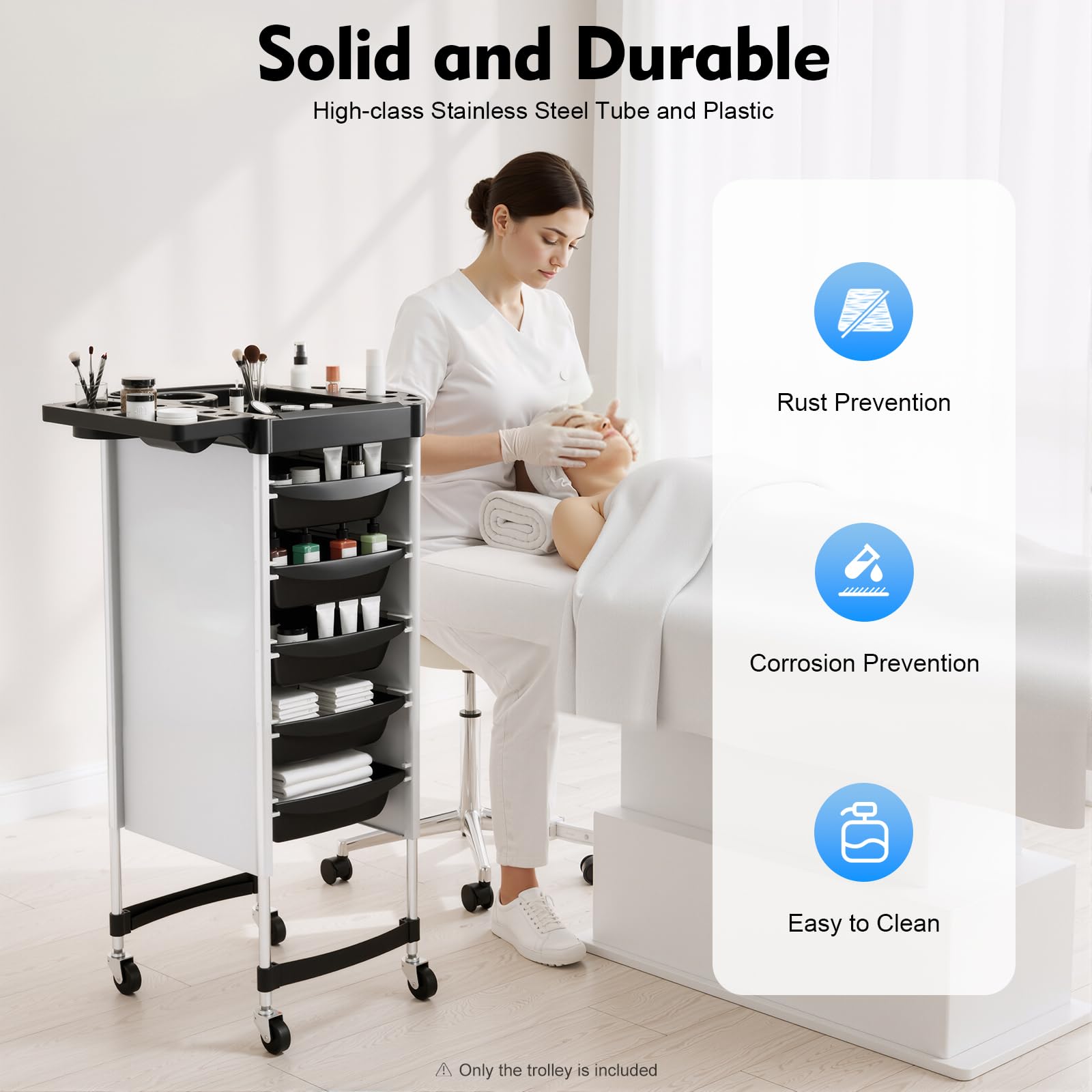 TiryyDrela Carrello Parrucchiere 6 Piani 5 Cassetti Inox