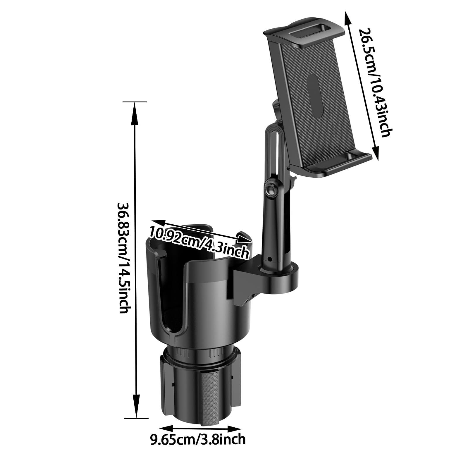 TiryyDrela portabicchieri auto 2 in 1 nero con supporto telefono