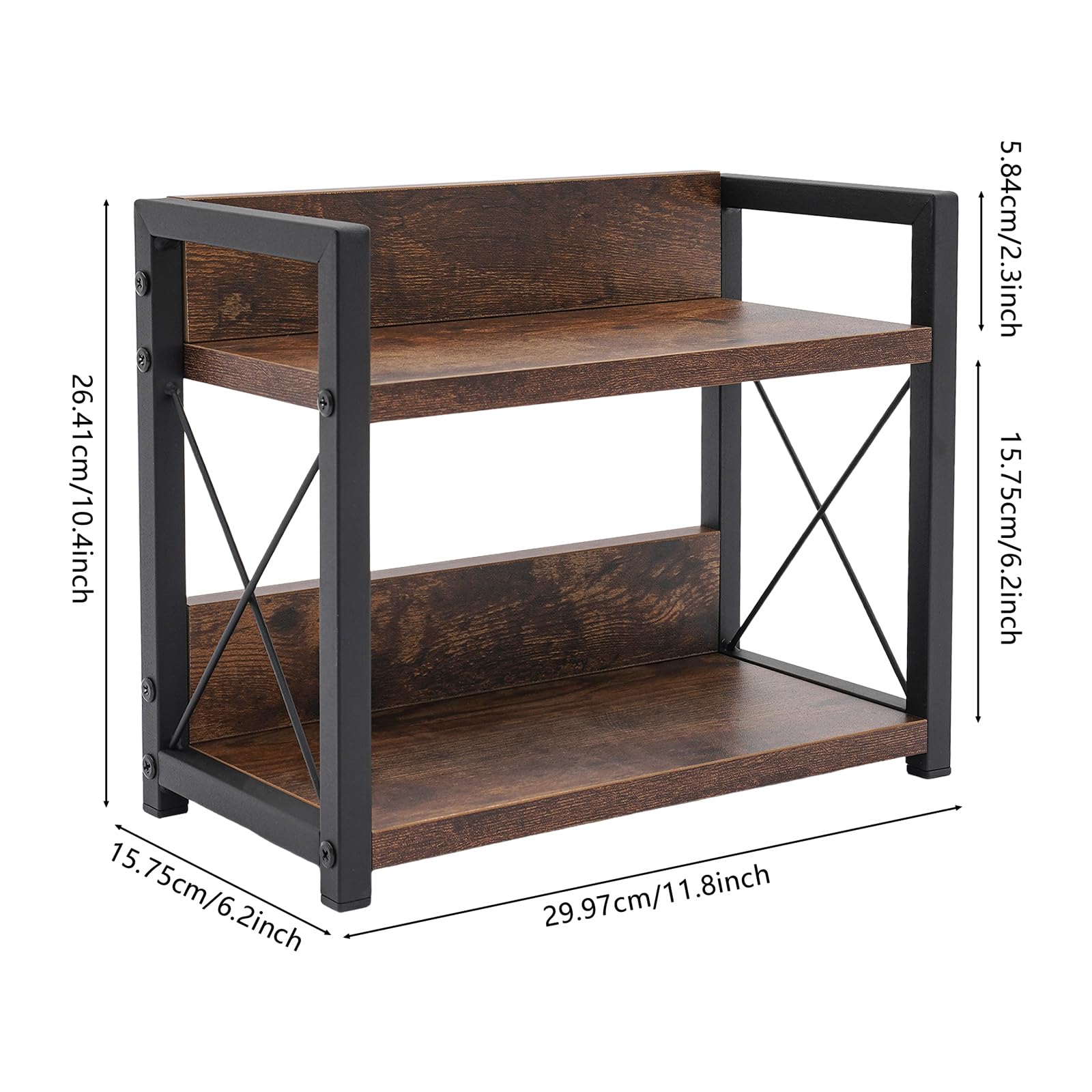 TiryyDrela Scaffale Cucina 2 Ripiani Portaspezie Marrone Vintage 30 kg