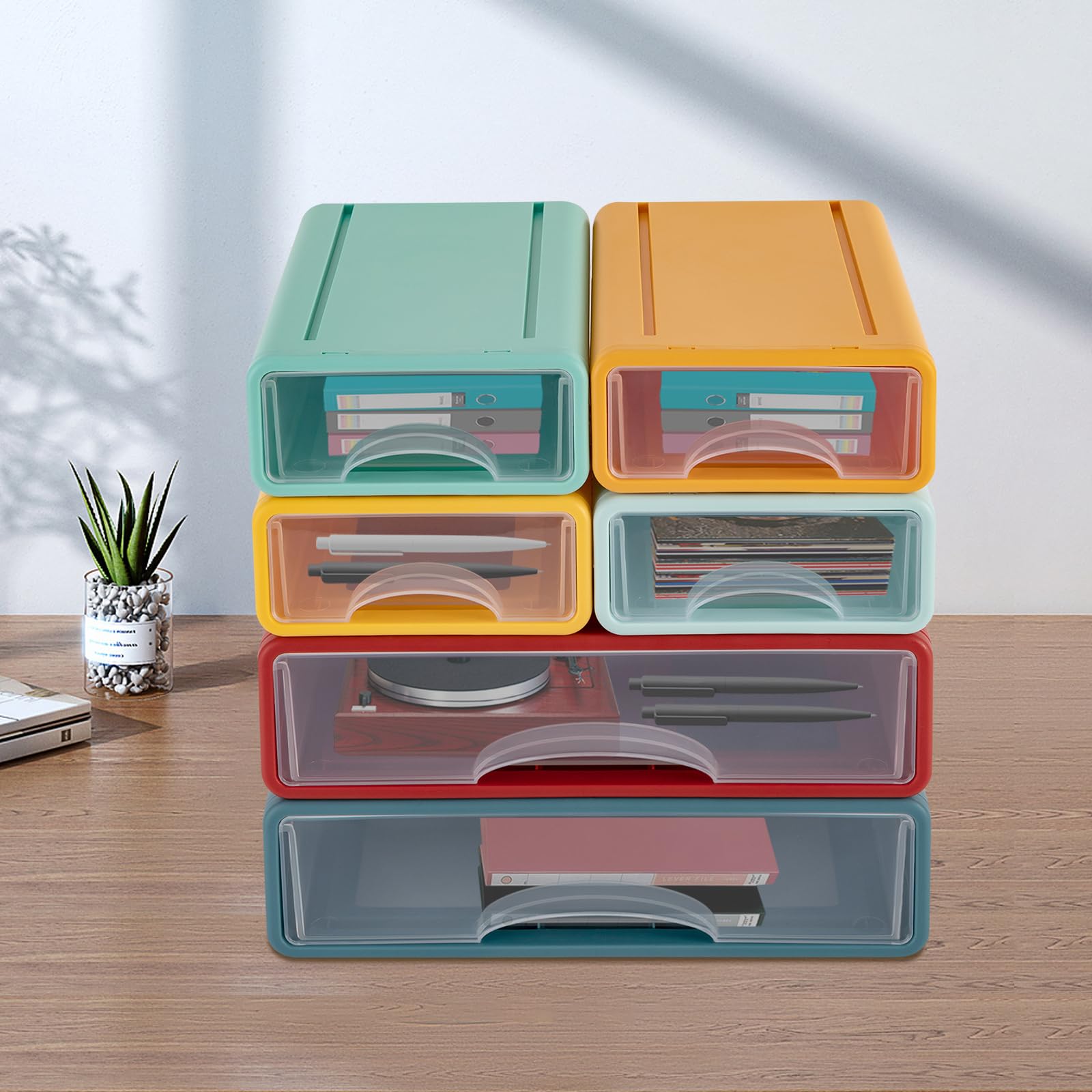 TiryyDrela Cassettiera Plastica 6 Cassetti 34x25x33 cm Traslucida