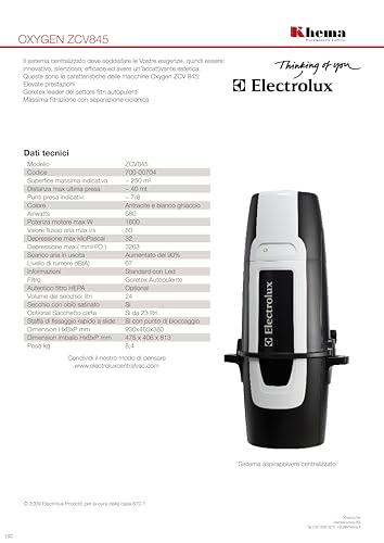 Electrolux ZCV870 centrale aspirapolvere 600 m² HEPA
