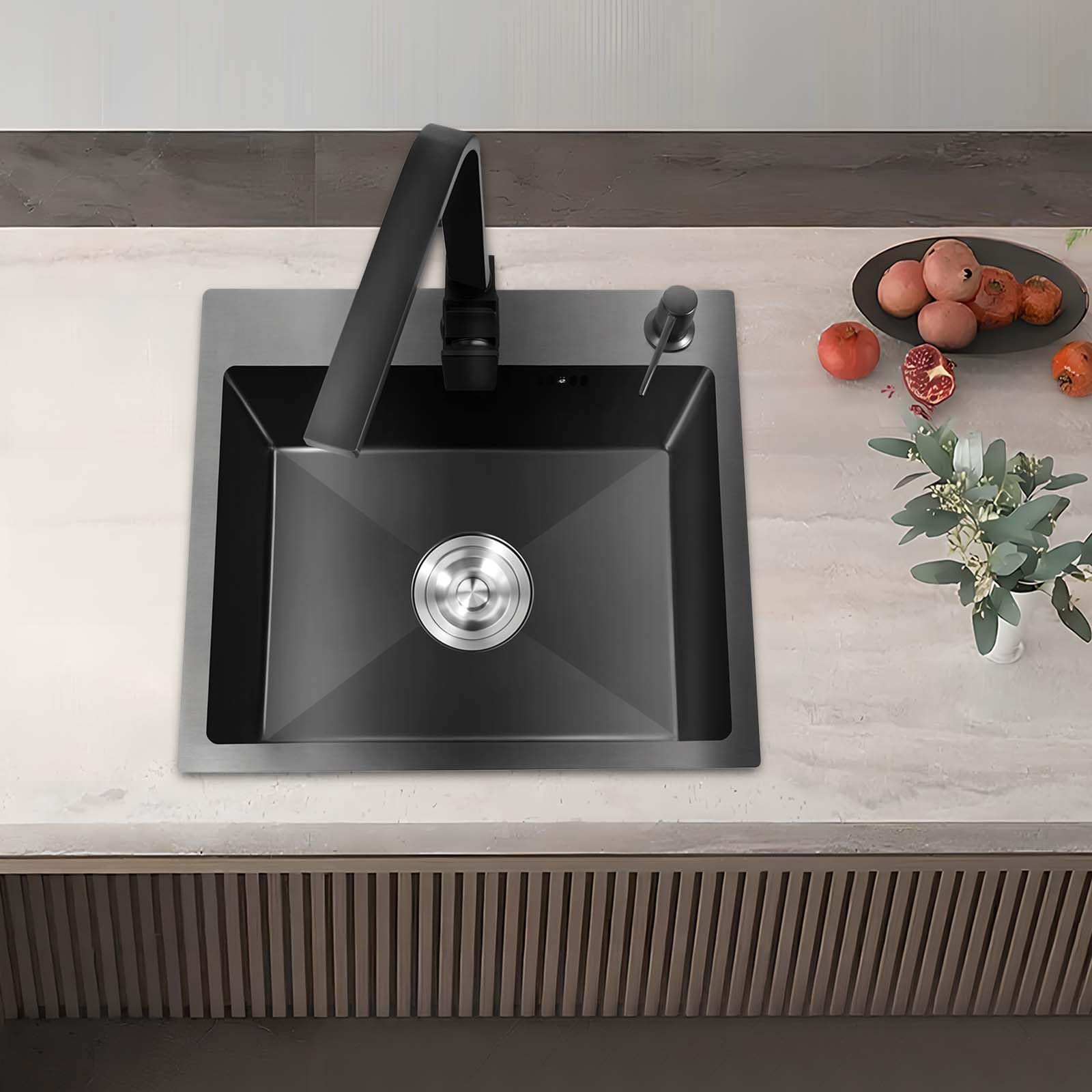 TiryyDrela Lavello Cucina Inox con Rubinetto 1 Vasca Nano Grigio