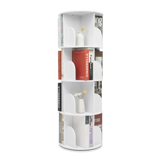 TiryyDrela Libreria Girevole 360° 4 Livelli Bianca 60 kg