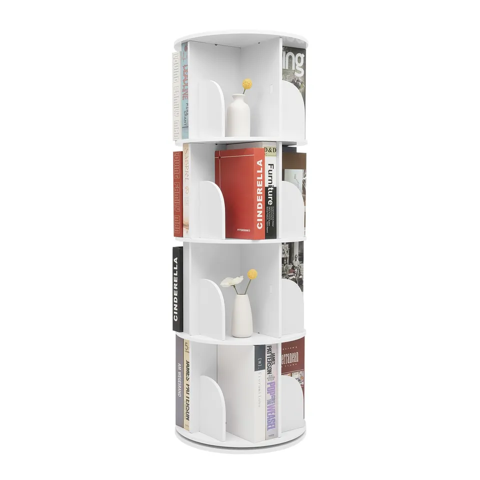 TiryyDrela Libreria Girevole 360° 4 Livelli Bianca 60 kg