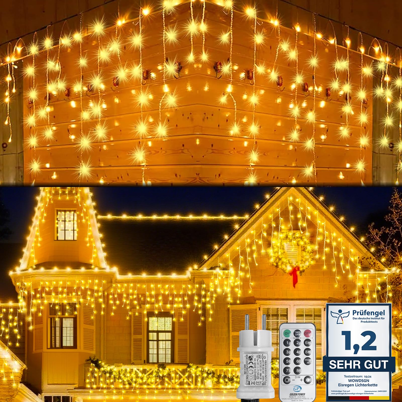 WOWDSGN Tenda Luminosa 10M 440 LED luci Natale bianco caldo