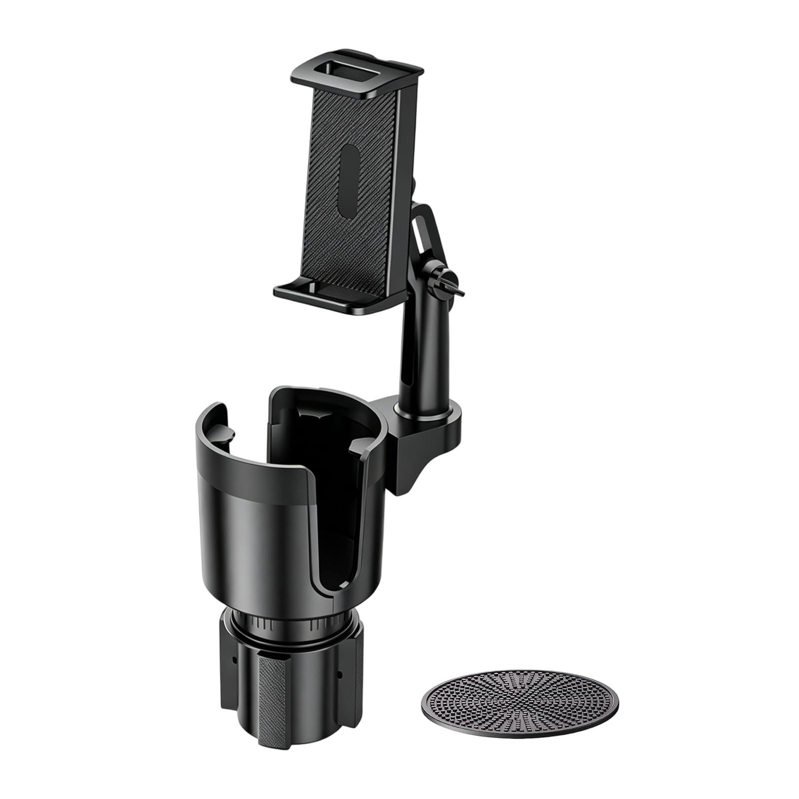 TiryyDrela portabicchieri auto 2 in 1 nero con supporto telefono