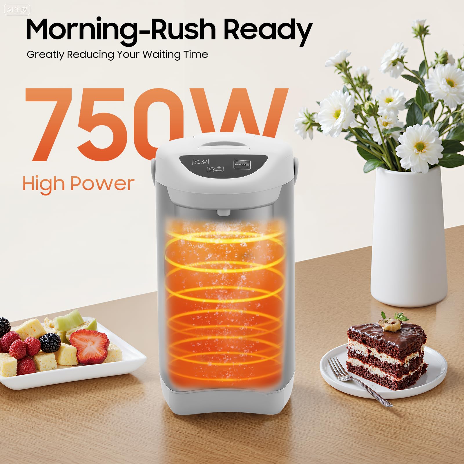 TiryyDrela Bollitore elettrico acciaio inox 4L 750W