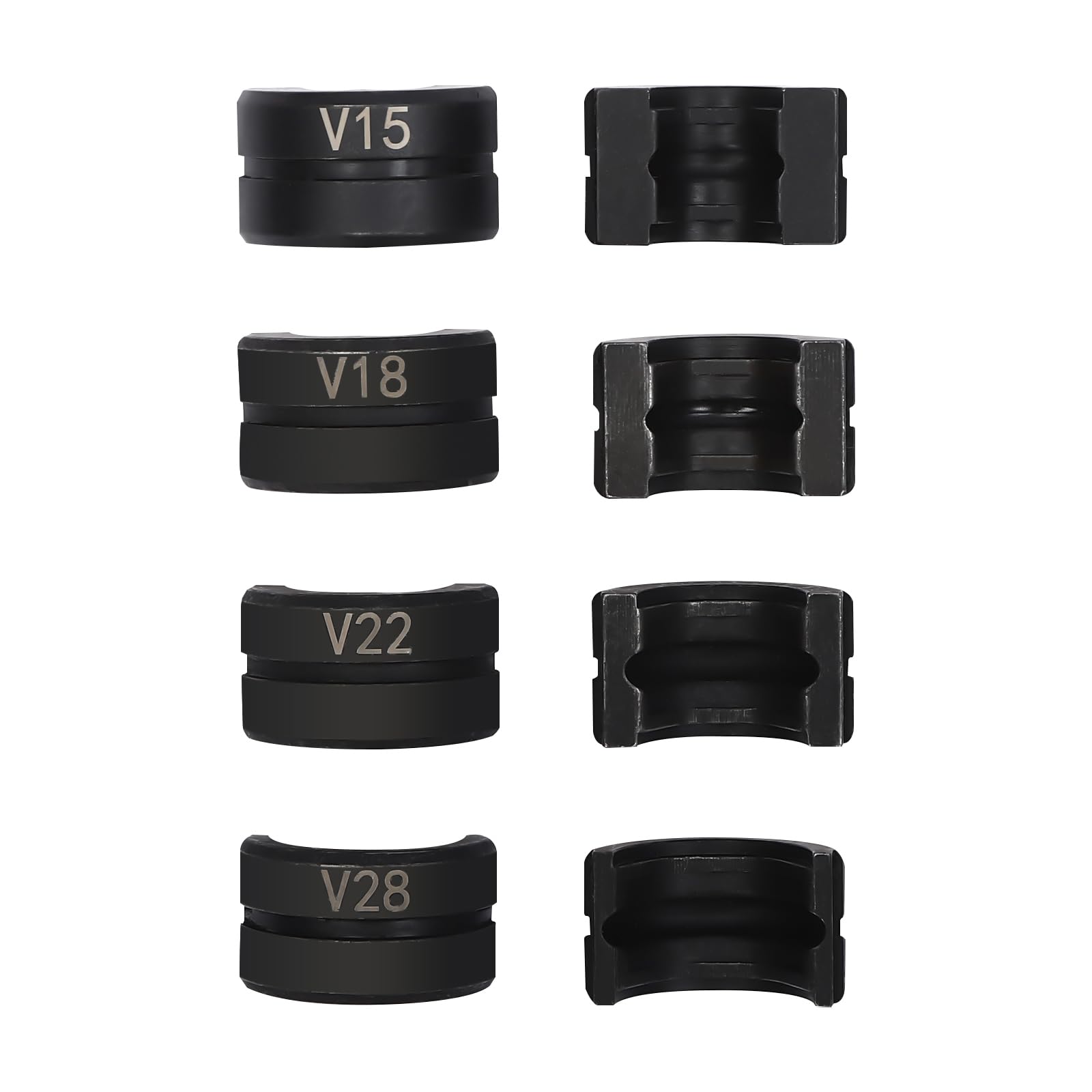 TiryyDrela set 4 ganasce crimpare V15 18 22 28 mm nero
