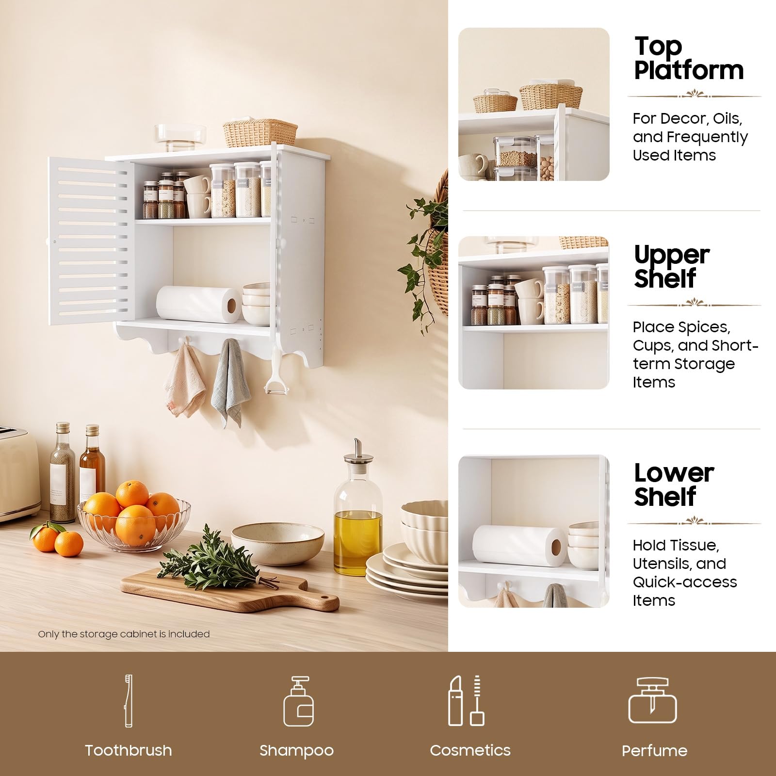 TiryyDrela Pensile Bagno Bianco 2 Livelli Parete Resistente