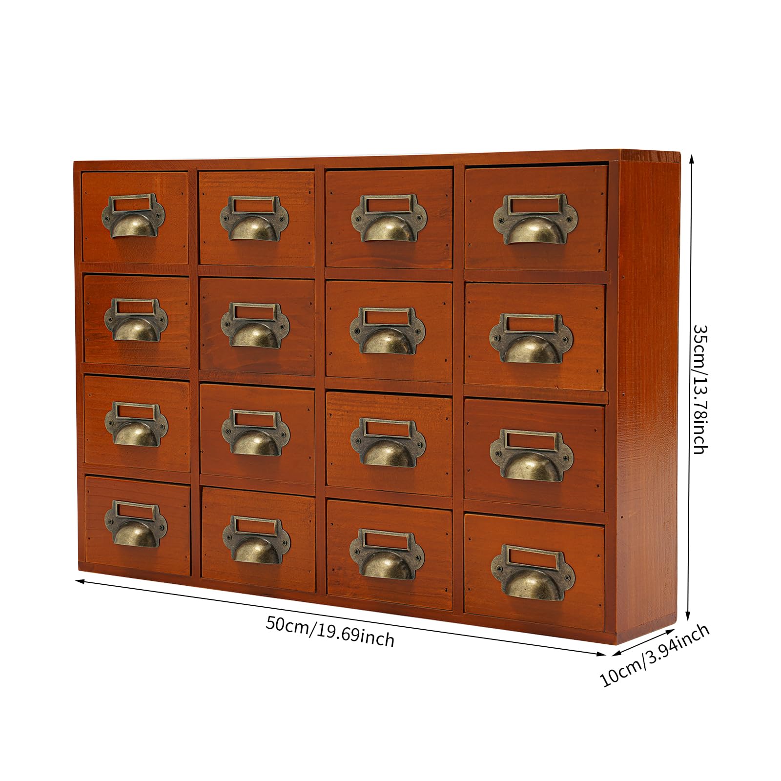 TiryyDrela Scatola 16 Cassetti Legno Marrone Vintage Ufficio