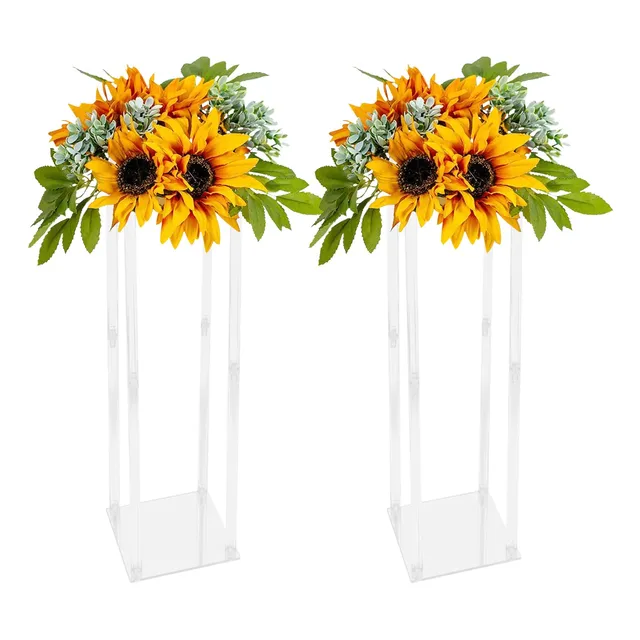 TiryyDrela Colonne Floreali Acrilico Trasparente Set 2 Pezzi