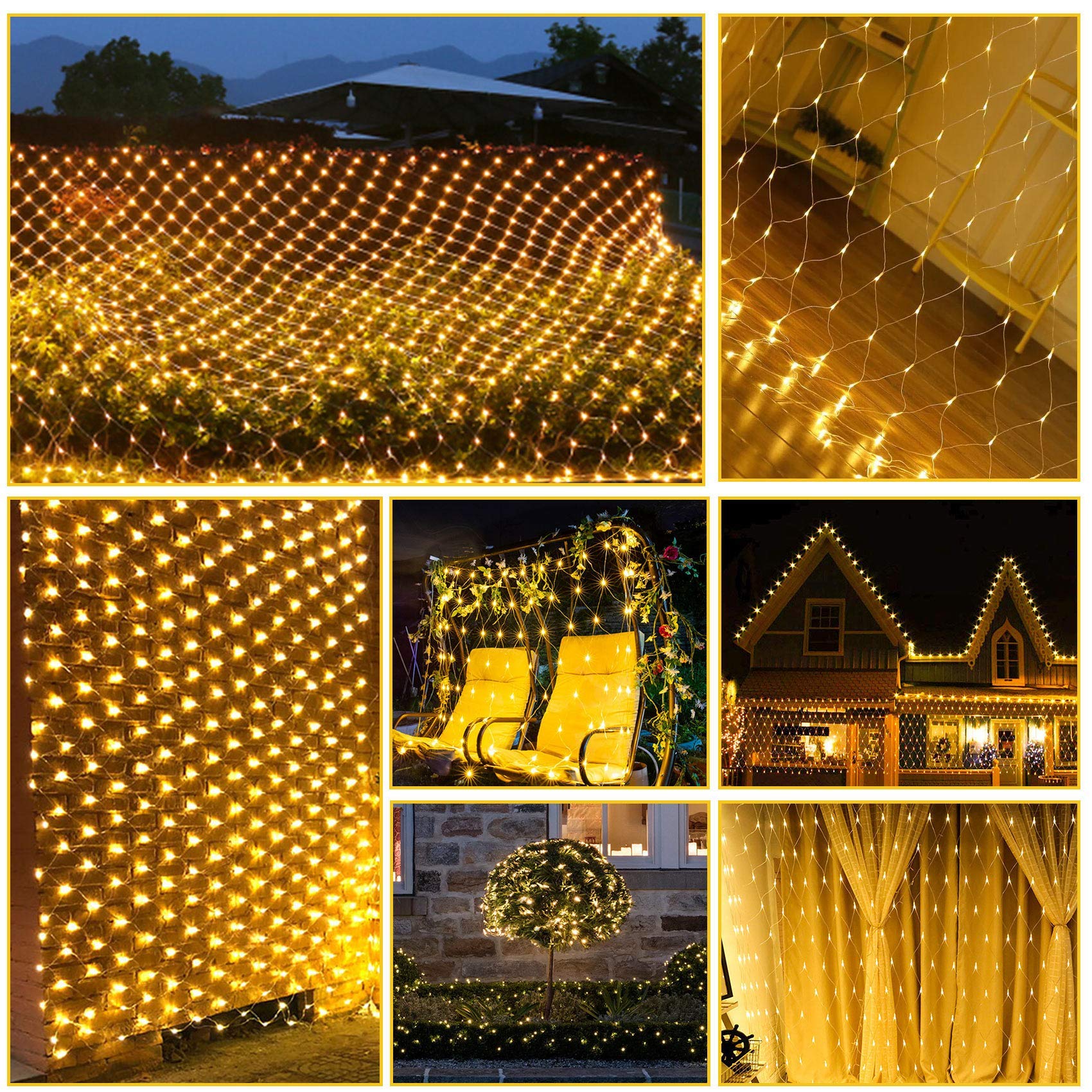 WOWDSGN rete luci LED 200 bianco caldo 3x2 m telecomando